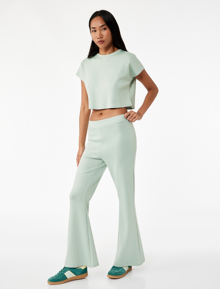  Scuba Kumaş Slim Fit İspanyol Paça Pantolon