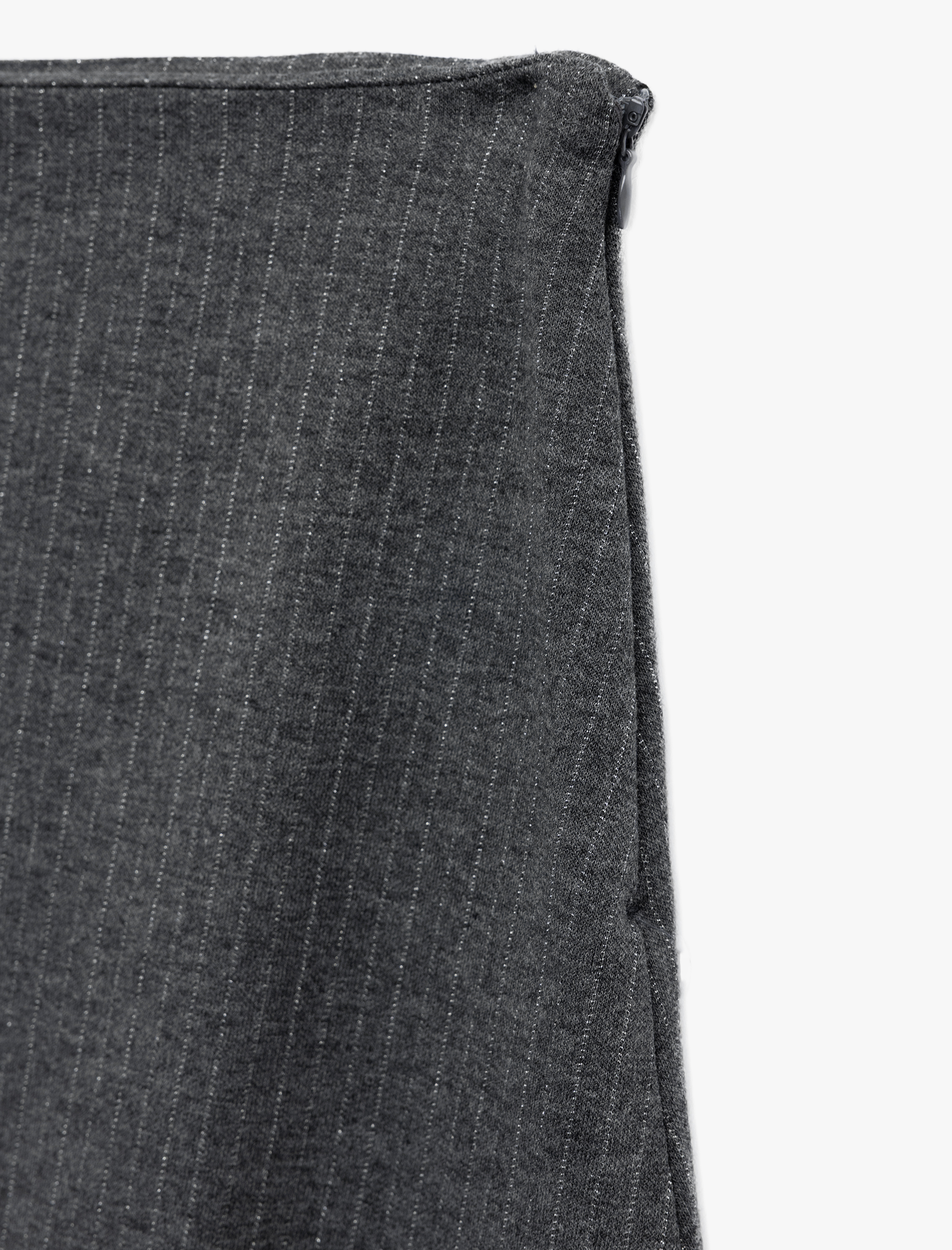   Metalik İplik Detaylı Midi Kloş Etek