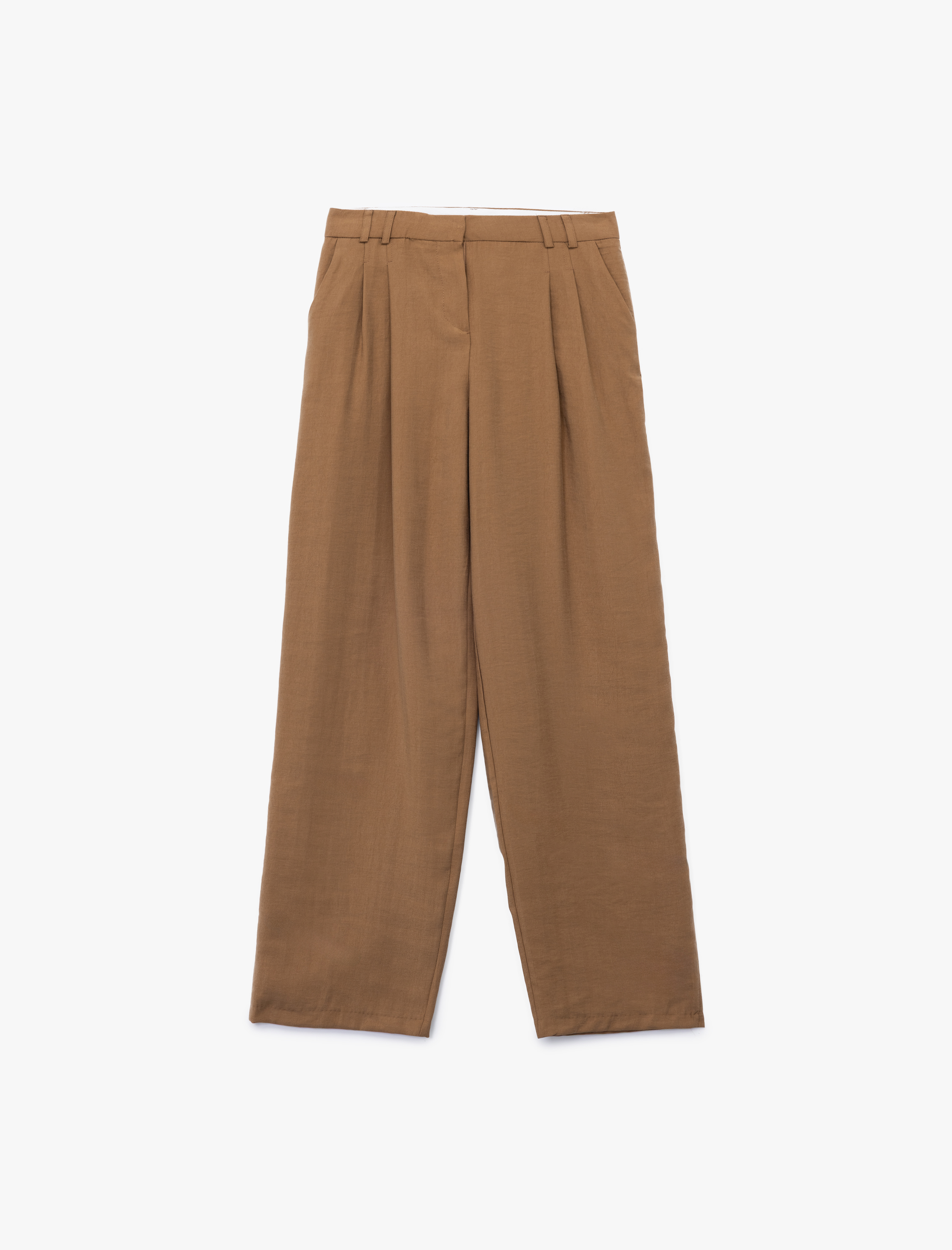   Modal Kumaş Cepli Pileli Geniş Paça Palazzo Pantolon