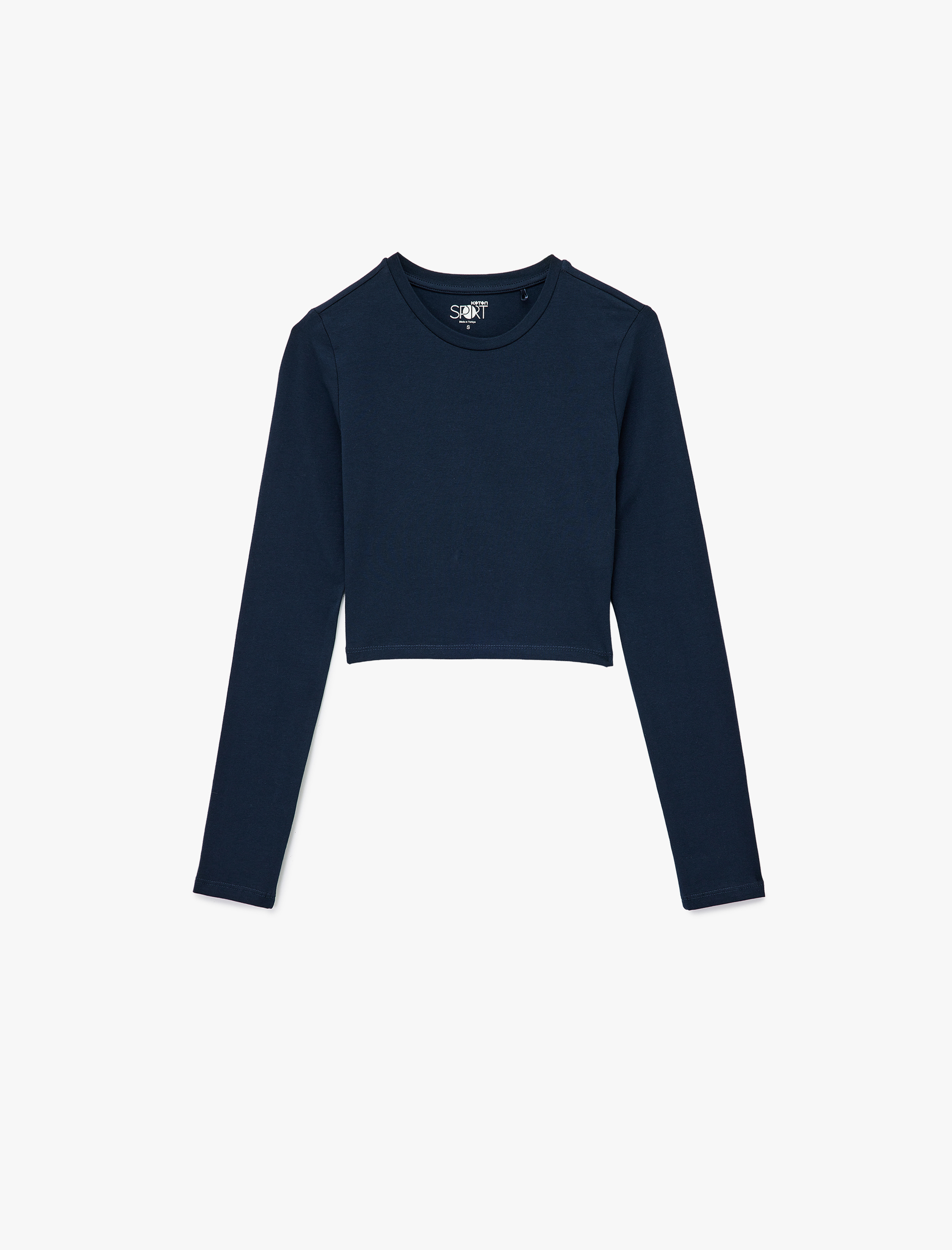   Pamuklu Uzun Kollu Bisiklet Yaka Spor Tişört