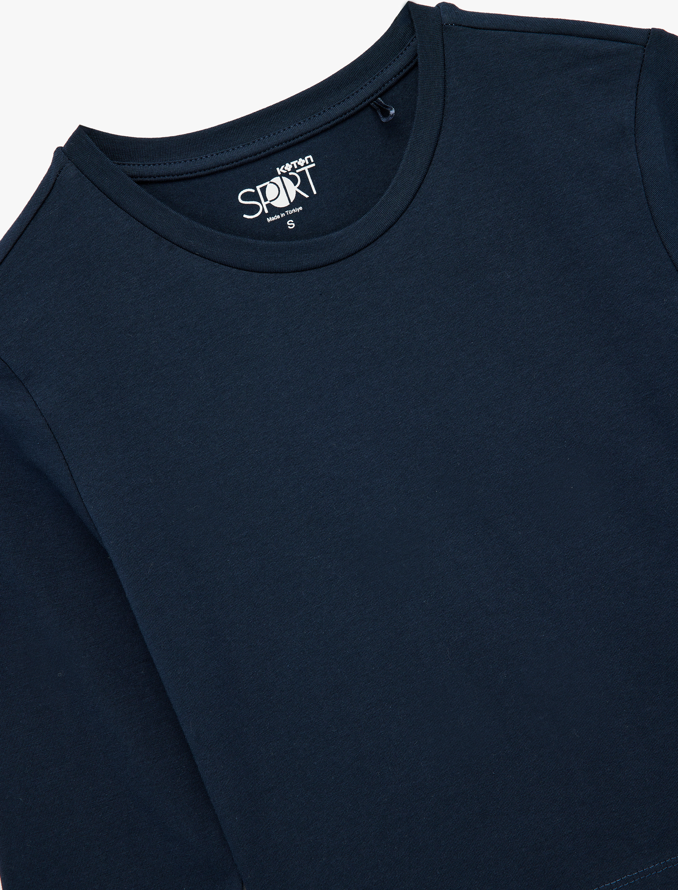   Pamuklu Uzun Kollu Bisiklet Yaka Spor Tişört