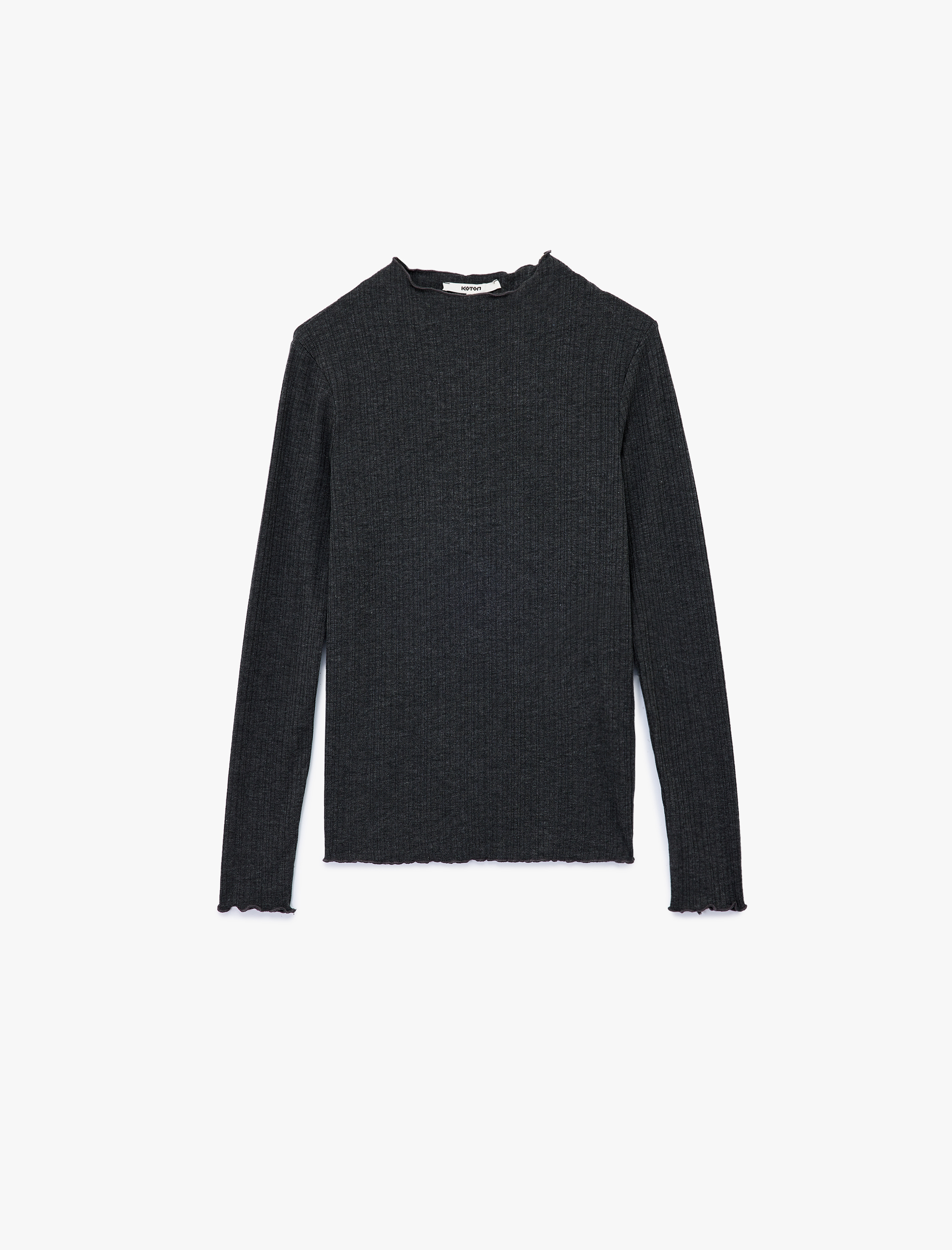   Kaşkorse Viskon Slim Fit Uzun Kollu Hafif Dik Yaka Tişört