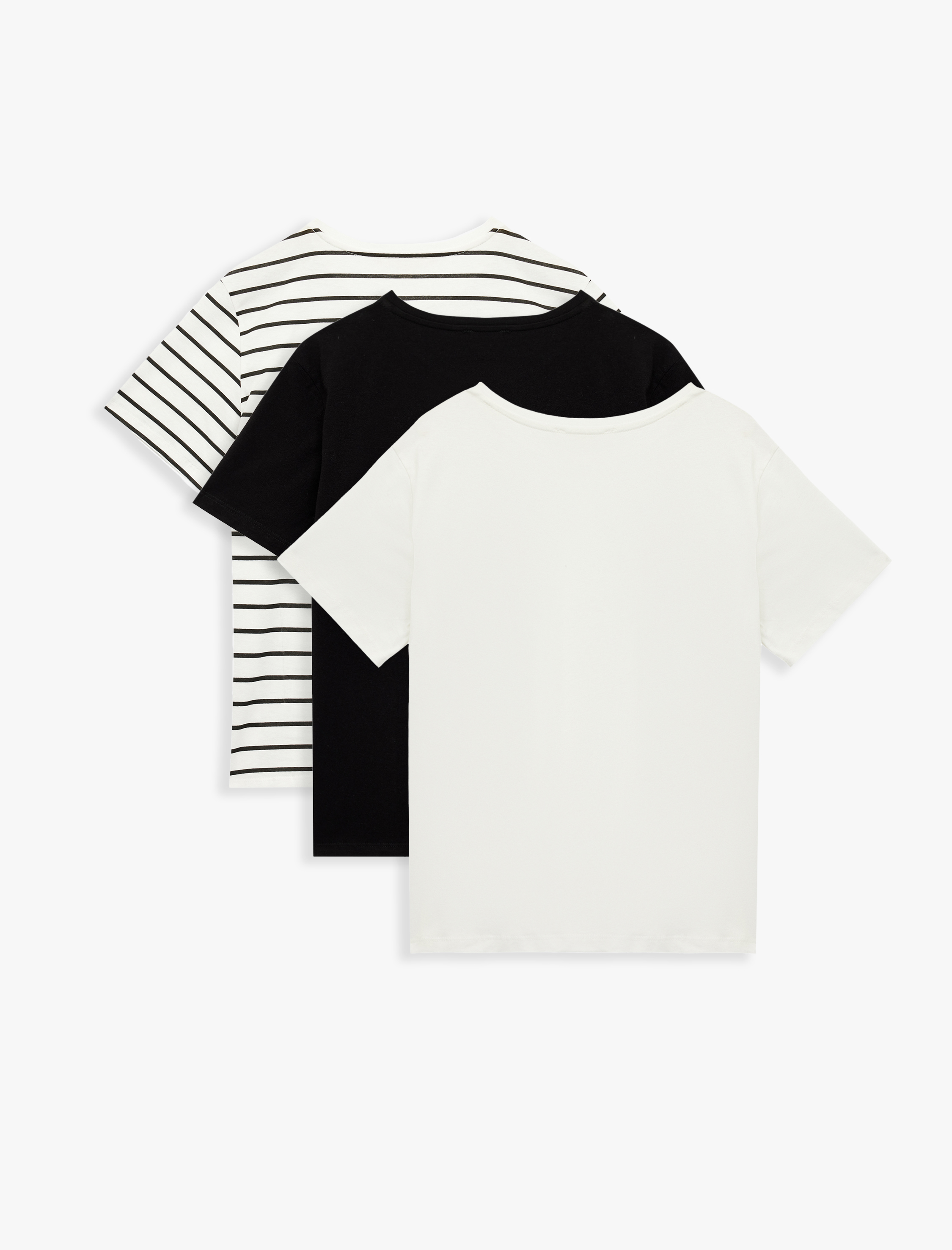   3'lü Pamuklu Kısa Kollu Bisiklet Yaka Tişört Seti