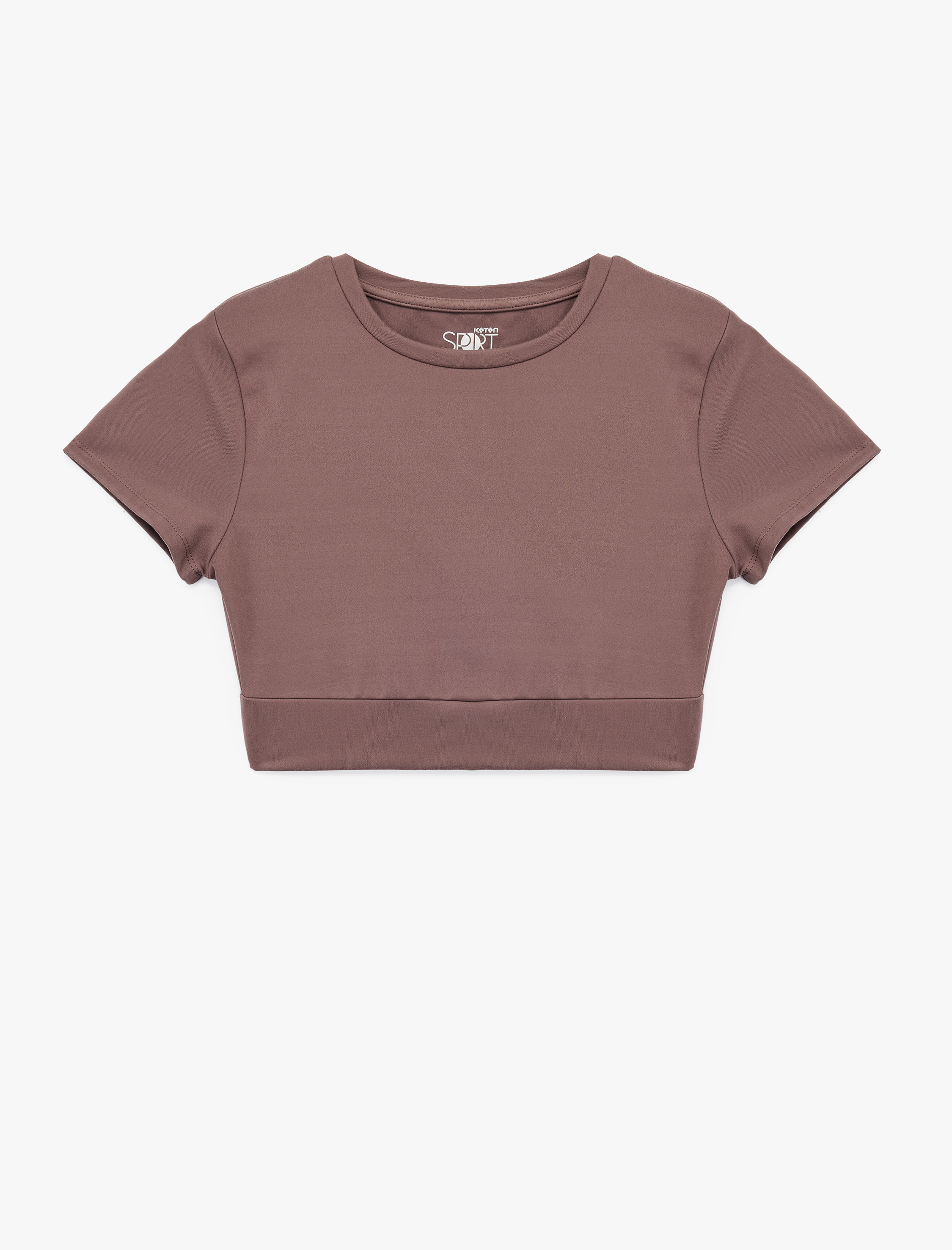   Slim Fit Kısa Kollu Bisiklet Yaka Crop Spor Tişört