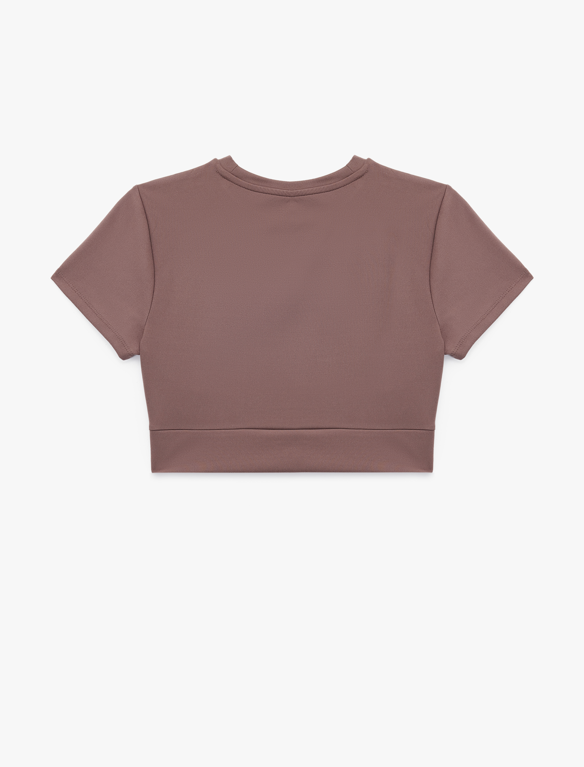   Slim Fit Kısa Kollu Bisiklet Yaka Crop Spor Tişört