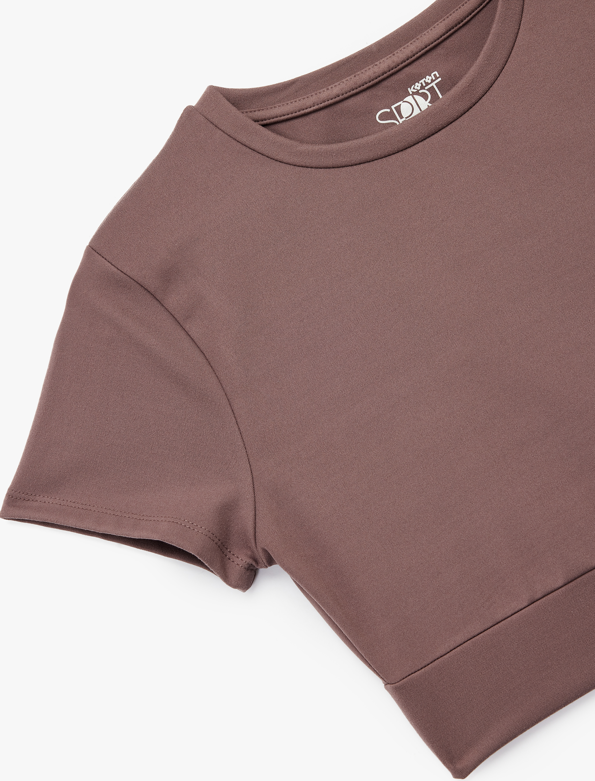   Slim Fit Kısa Kollu Bisiklet Yaka Crop Spor Tişört