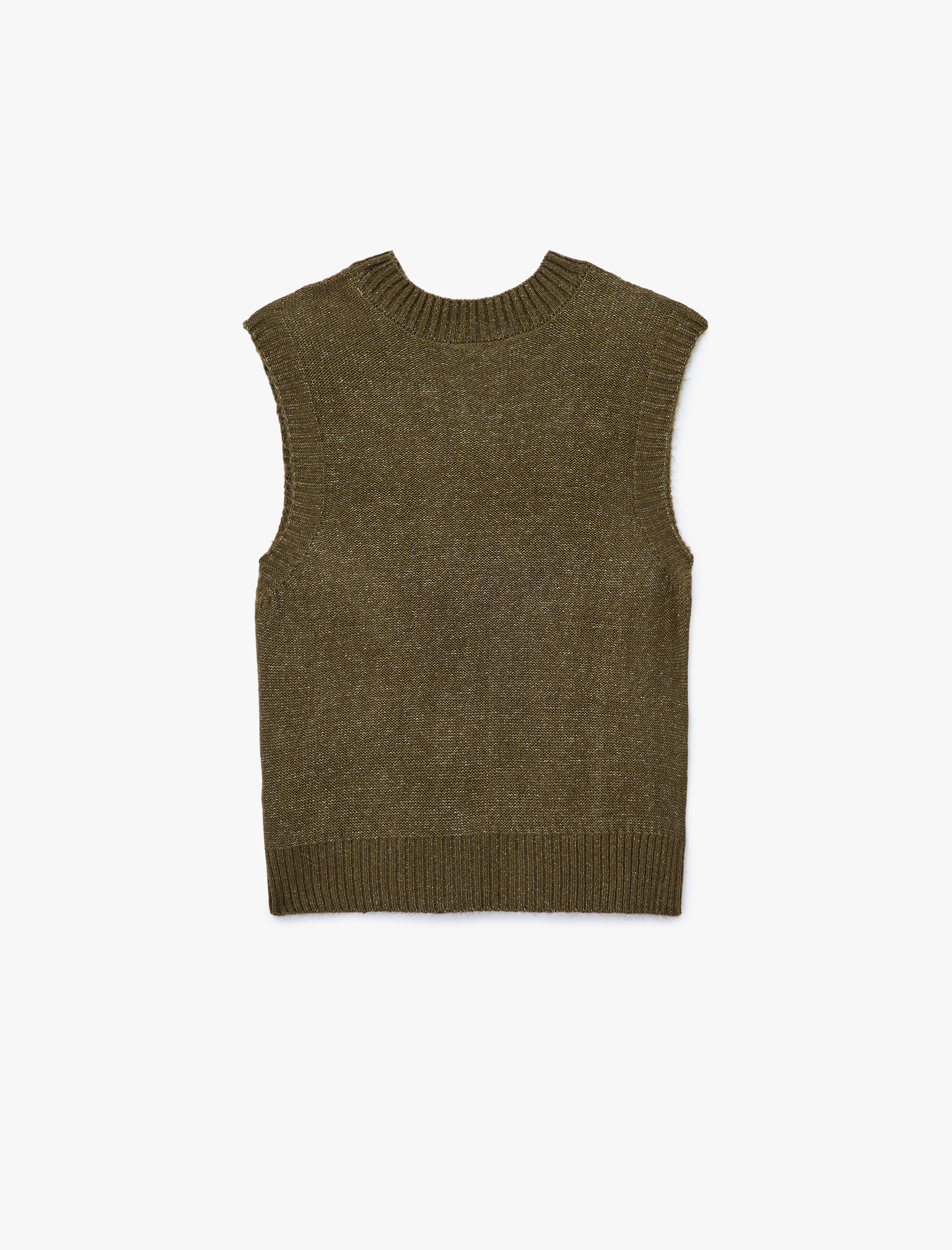   Kolsuz Dik Yaka Dokulu Triko Süveter