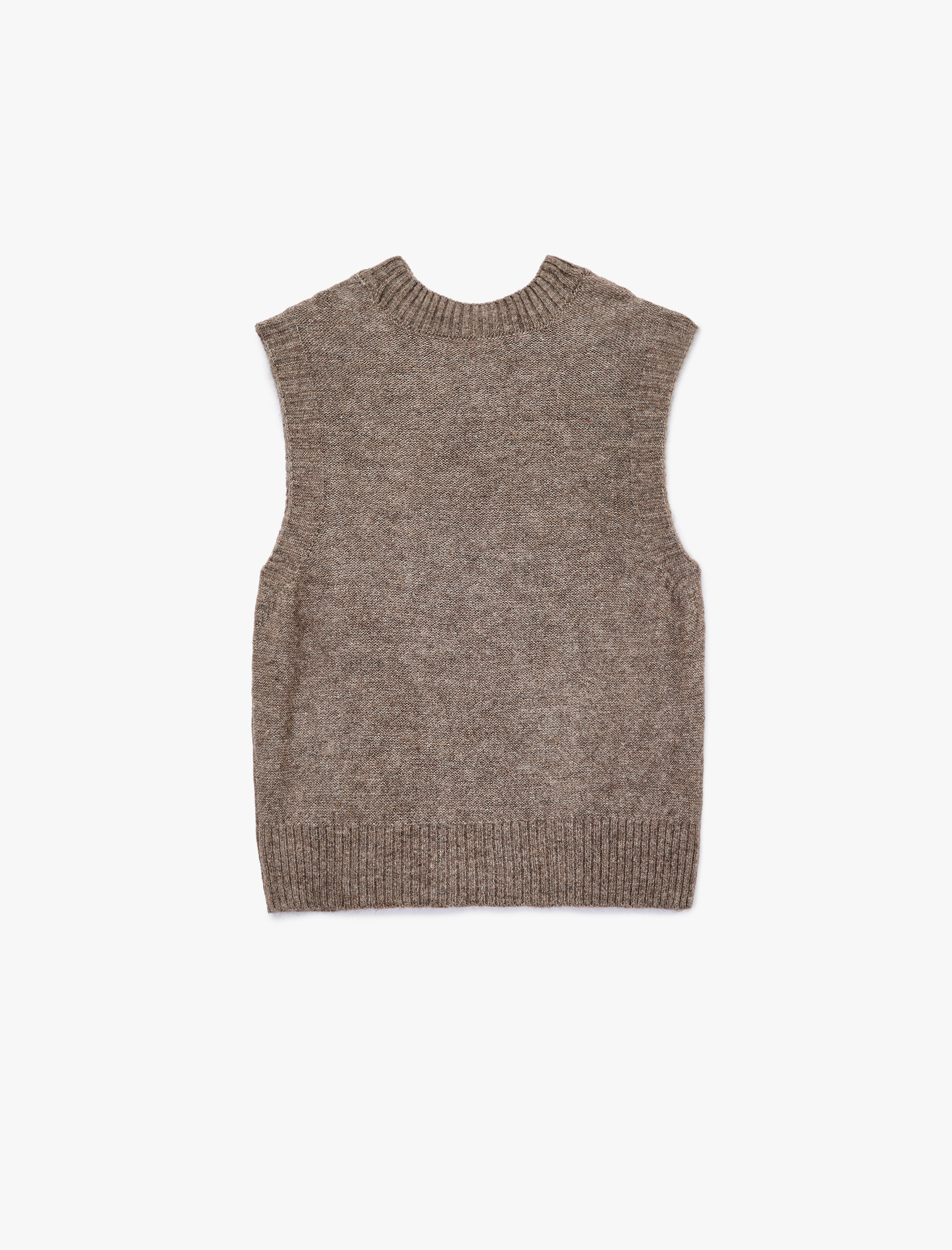   Kolsuz Dik Yaka Dokulu Triko Süveter