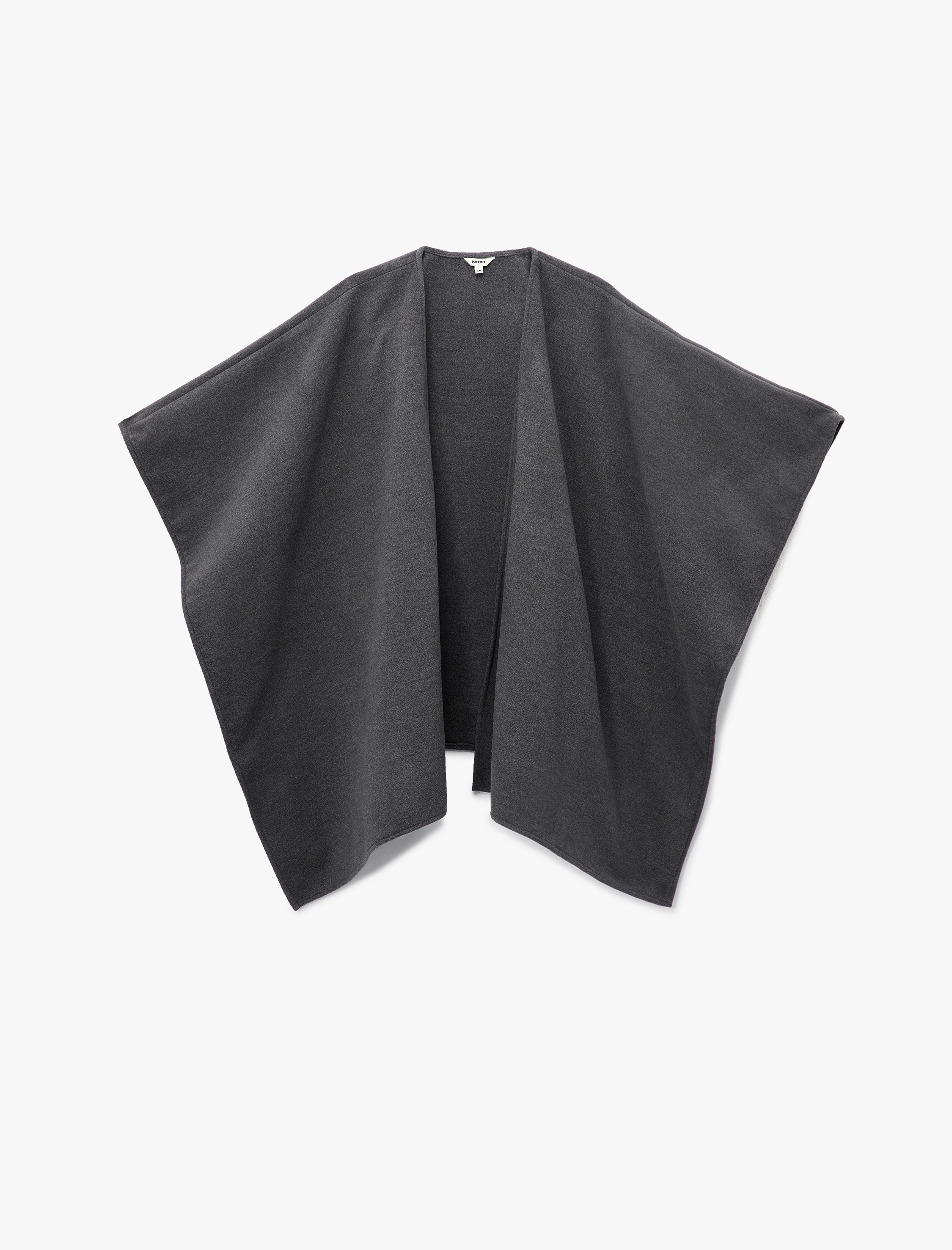   Şal Yaka Yarım Kol Uzun Kaşe Görünümlü Panço