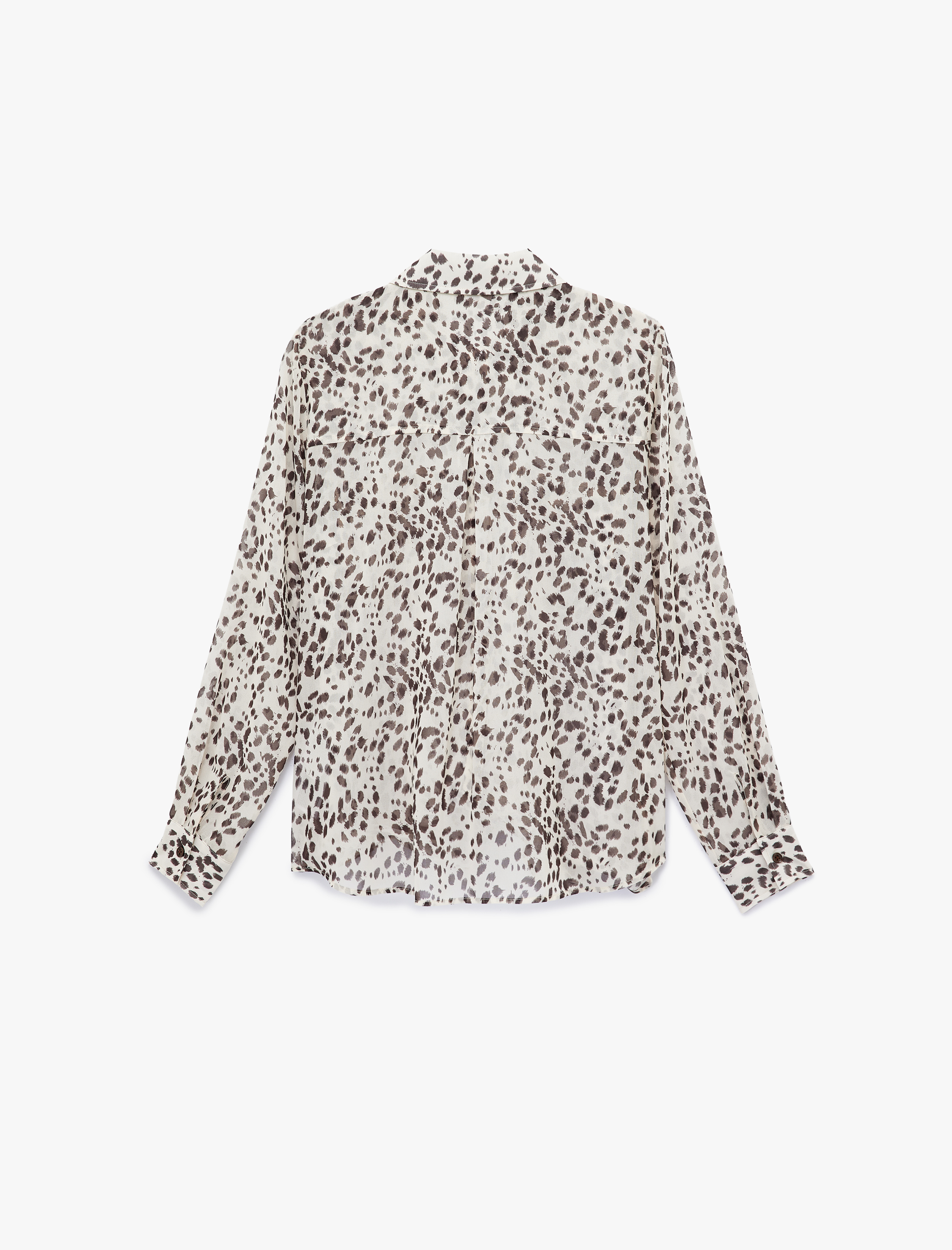   Cepli Uzun Kollu Leopar Desenli Şifon Gömlek