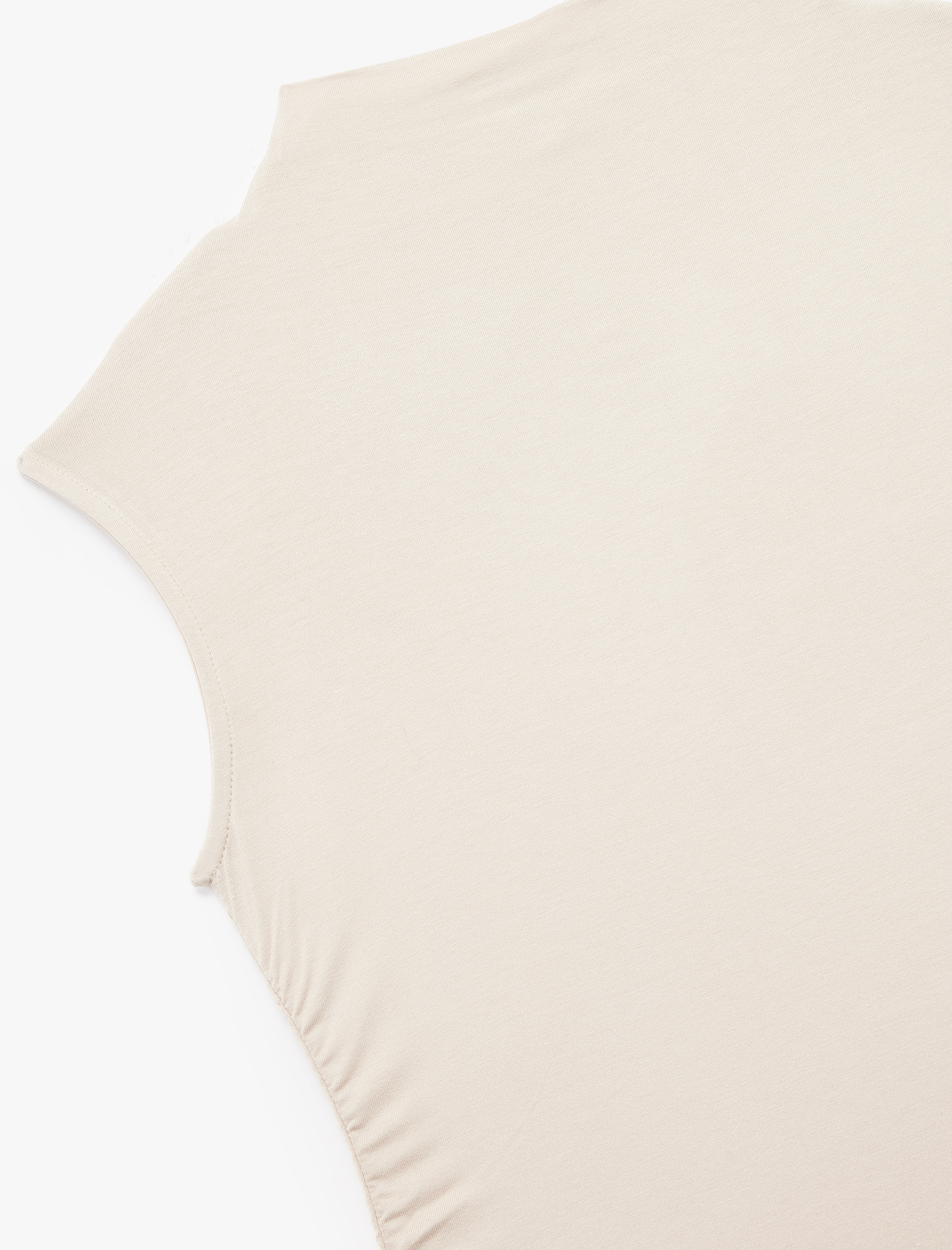   Viskon Kumaş Slim Fit Kolsuz Dik Yaka Bluz