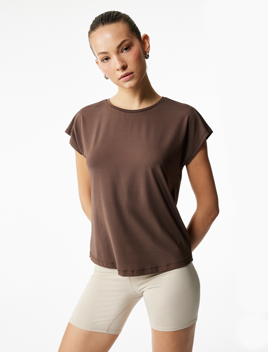   Rahat Kalıp Kısa Kollu Bisiklet Yaka Spor Tişört