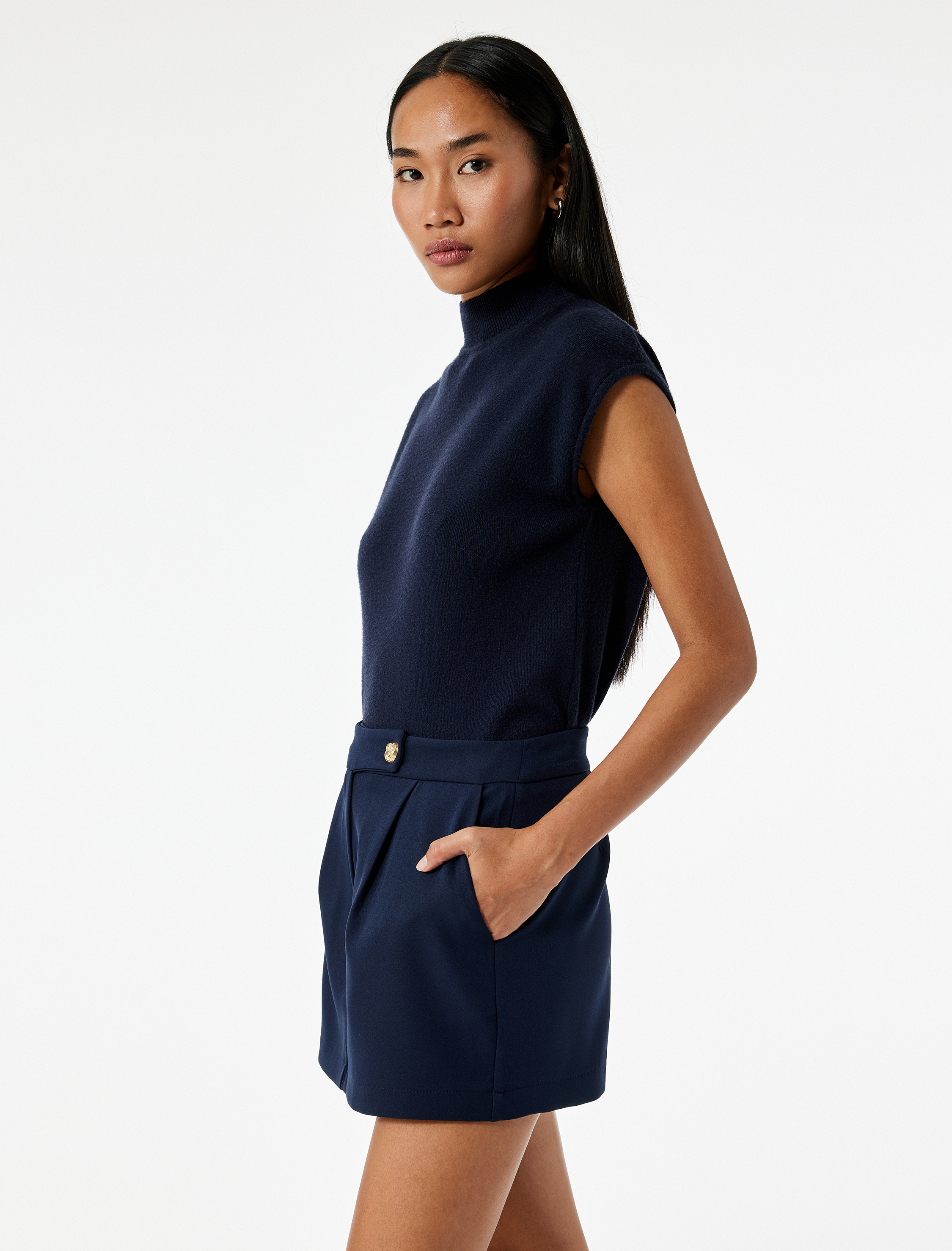   Yan Cepli Mini Şort Etek