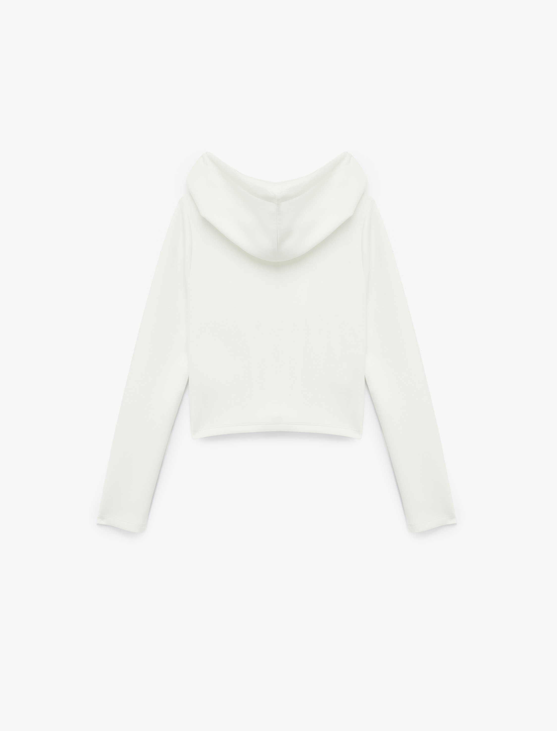   Uzun Kollu Viskon Karışımlı Kapüşonlu Tam Fermuarlı Sweatshirt