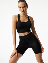 Yüksek Bel Slim Fit Biker Spor Tayt