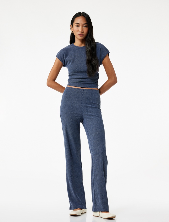  Bürümcük Kumaş Slim Fit Kısa Kollu Bisiklet Yaka Tişört