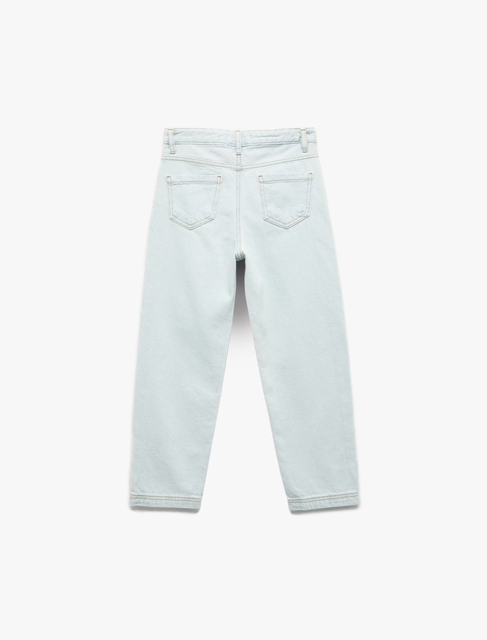 Erkek Çocuk Pamuklu Cep Detaylı Relax Fit Denim Pantolon