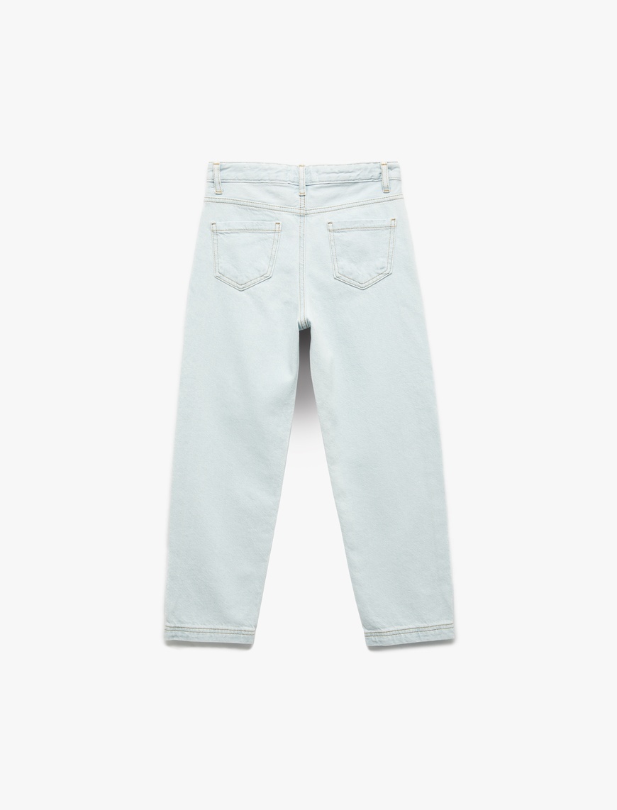  Erkek Çocuk Pamuklu Cep Detaylı Relax Fit Denim Pantolon