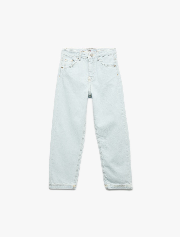 Erkek Çocuk Pamuklu Cep Detaylı Relax Fit Denim Pantolon