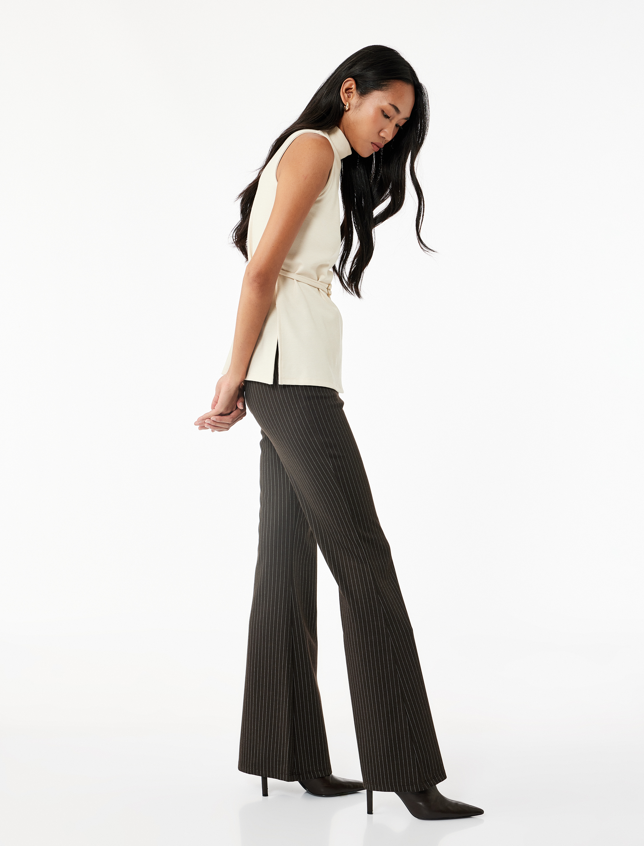   Parıltılı İspanyol Paça Kumaş Pantolon