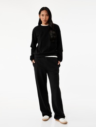 Rahat Kalıp Üç İplik Uzun Kollu Sweatshirt Eşofman Takımı