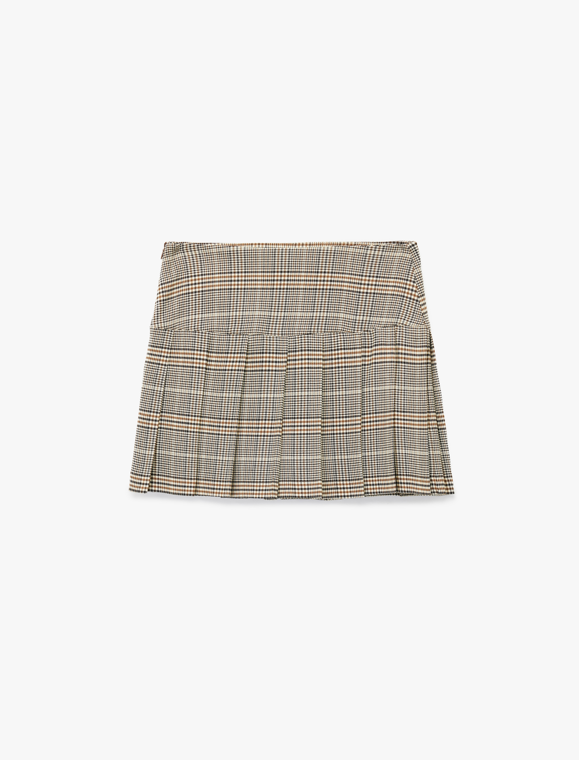   Kalın Piliseli Ekose Mini Etek