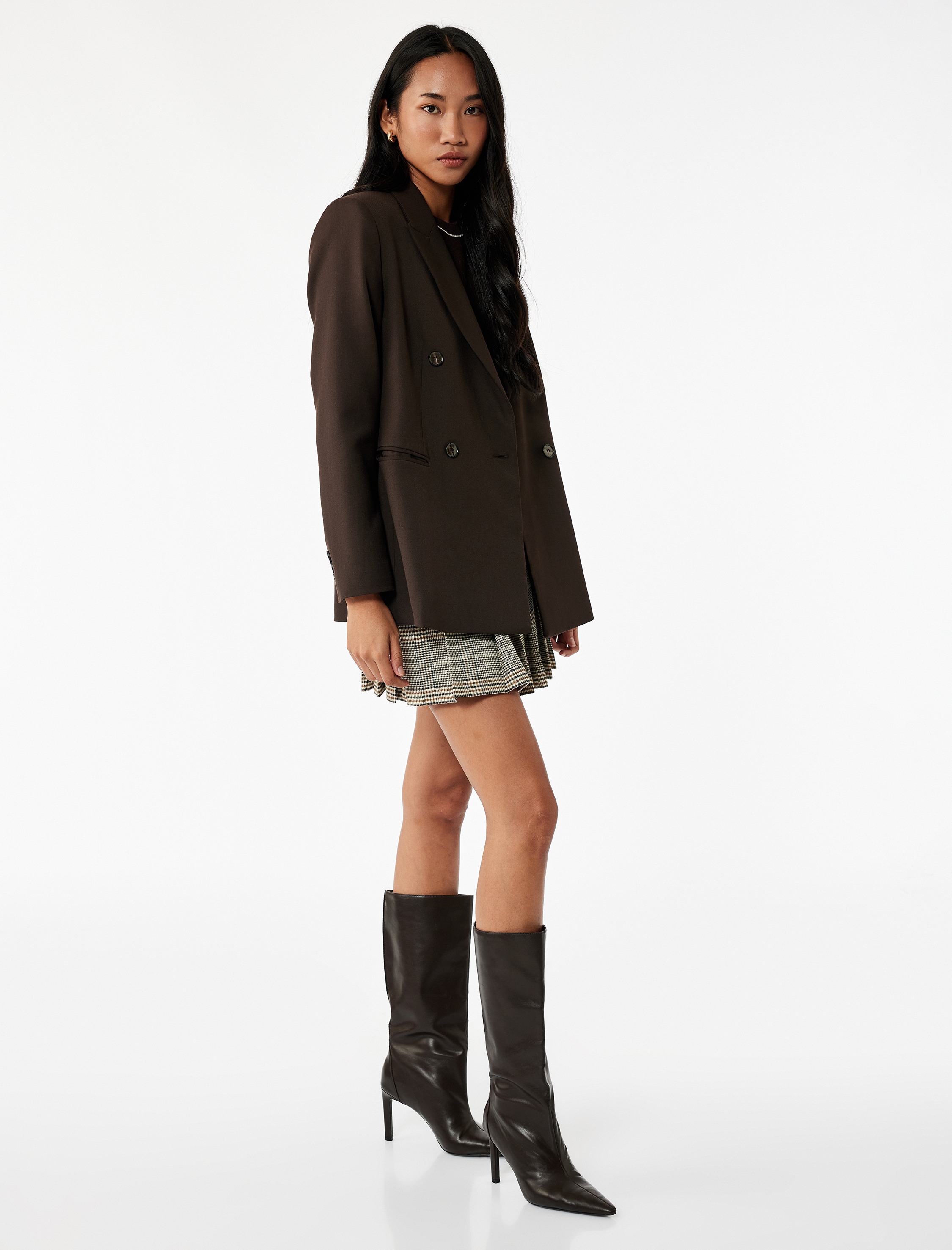   Kalın Piliseli Ekose Mini Etek