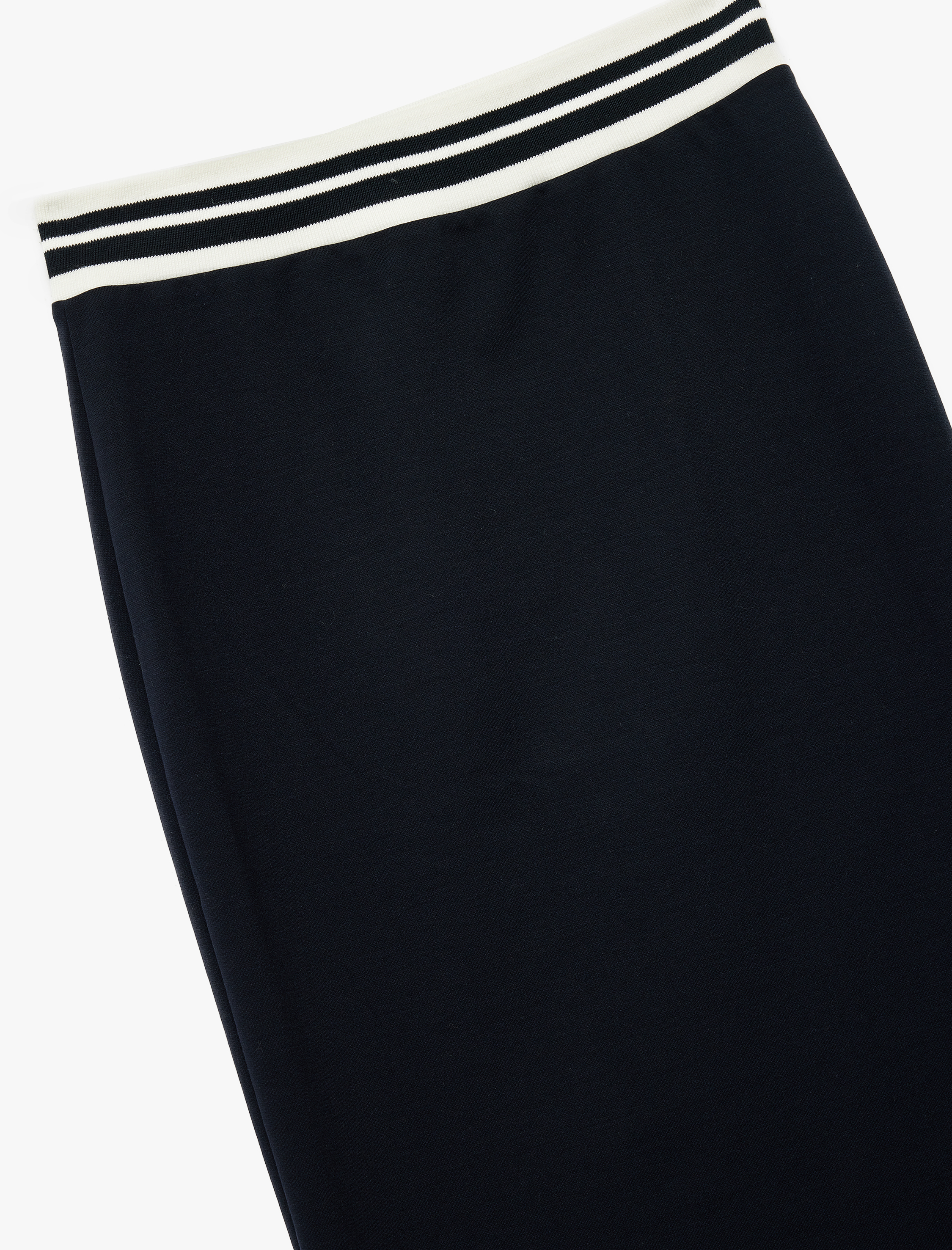 Beli Çizgili Lastik Detaylı Midi Slim Fit Kalem Etek