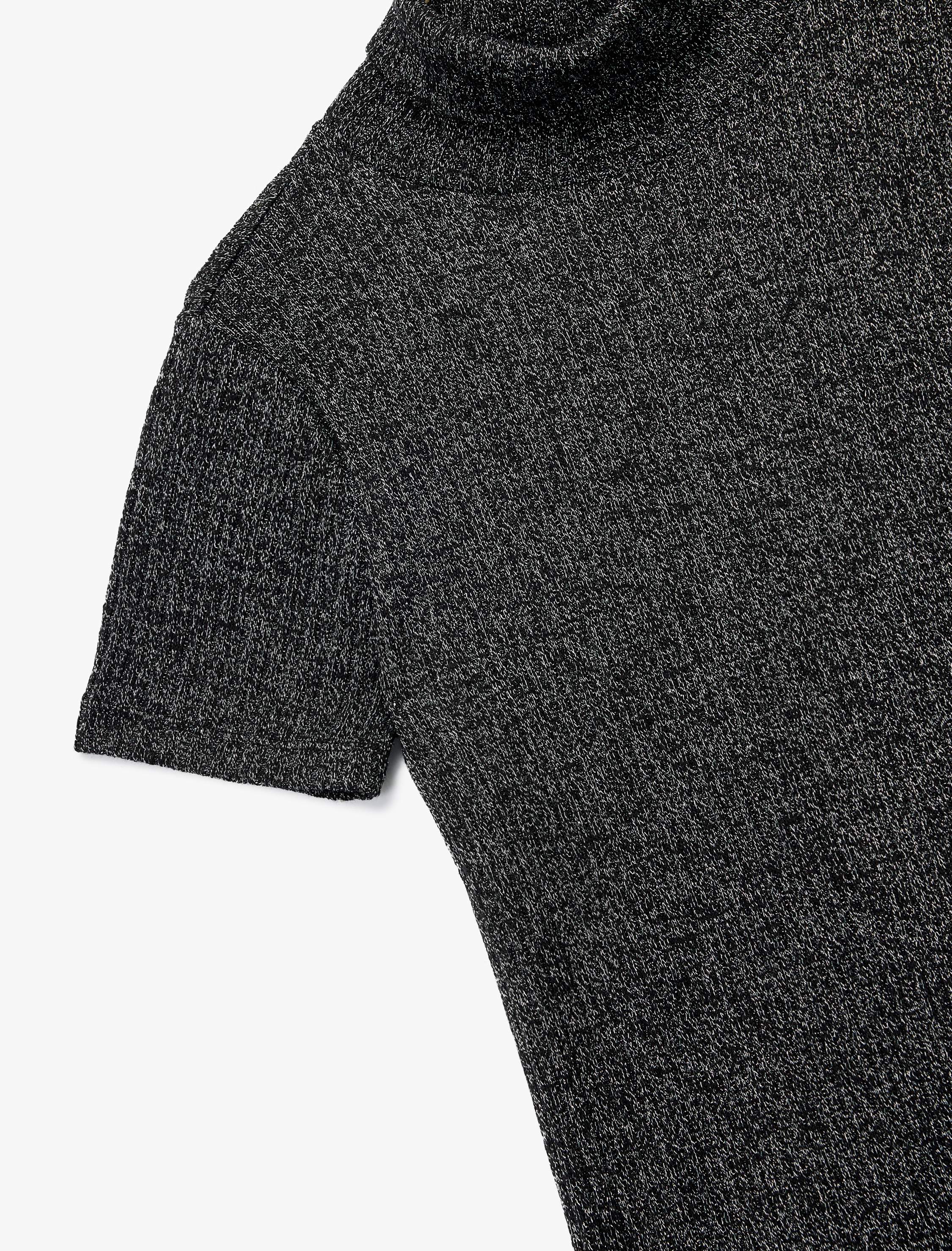   Slim Fit Kaşkorse Simli Balıkçı Yaka Kısa Kollu Tişört