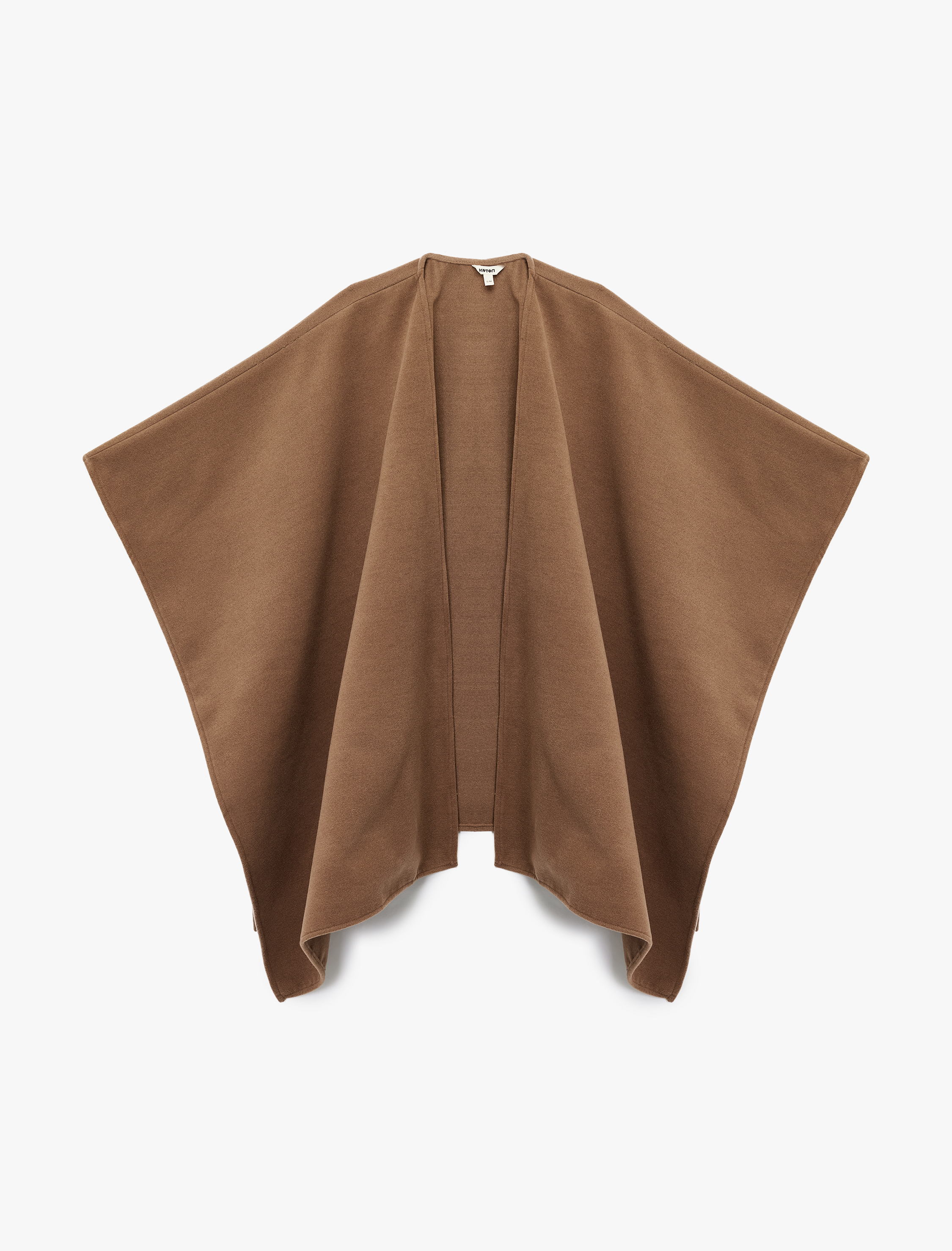   Şal Yaka Yarım Yarasa Kol Kaşe Görünümlü Panço