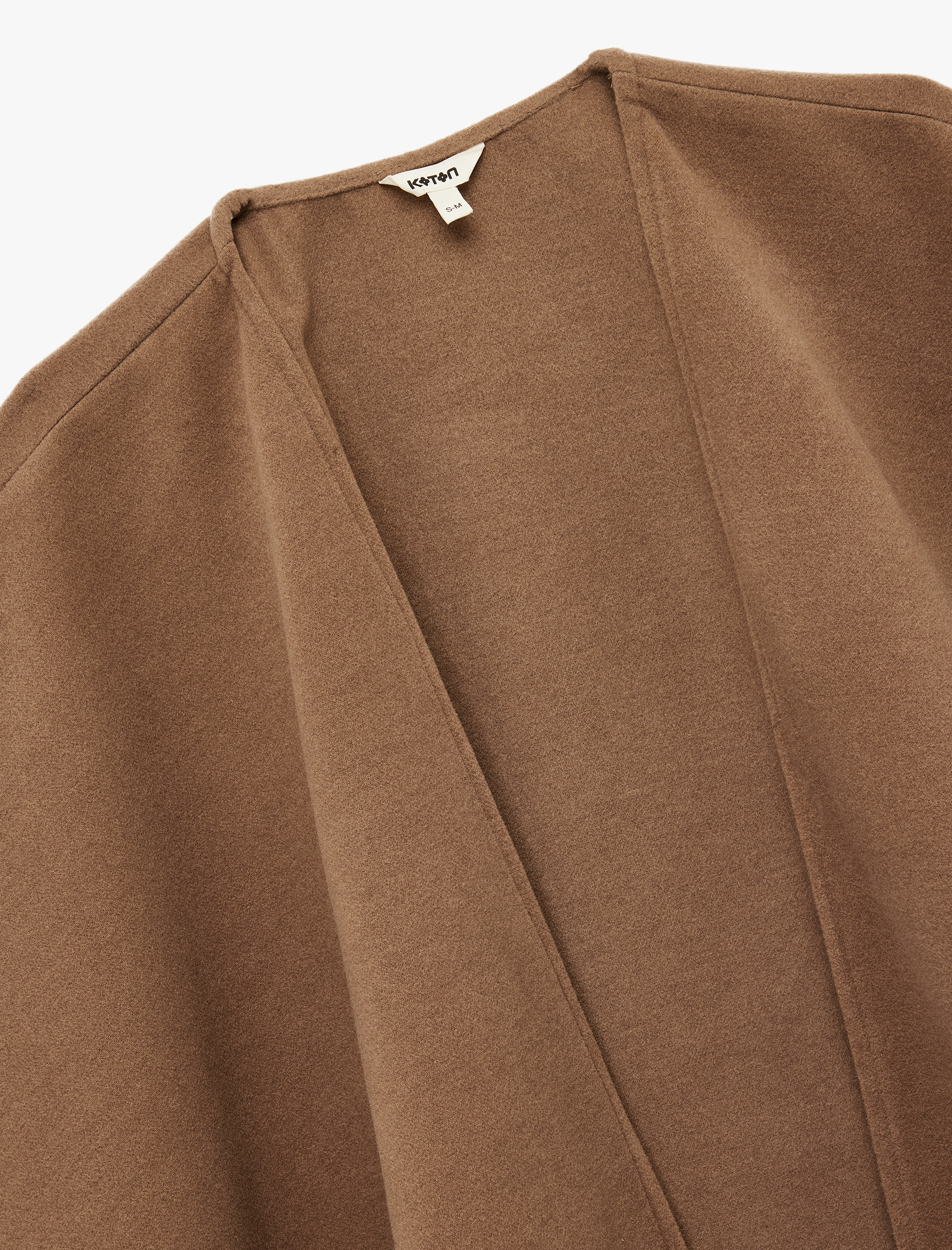   Şal Yaka Yarım Yarasa Kol Kaşe Görünümlü Panço