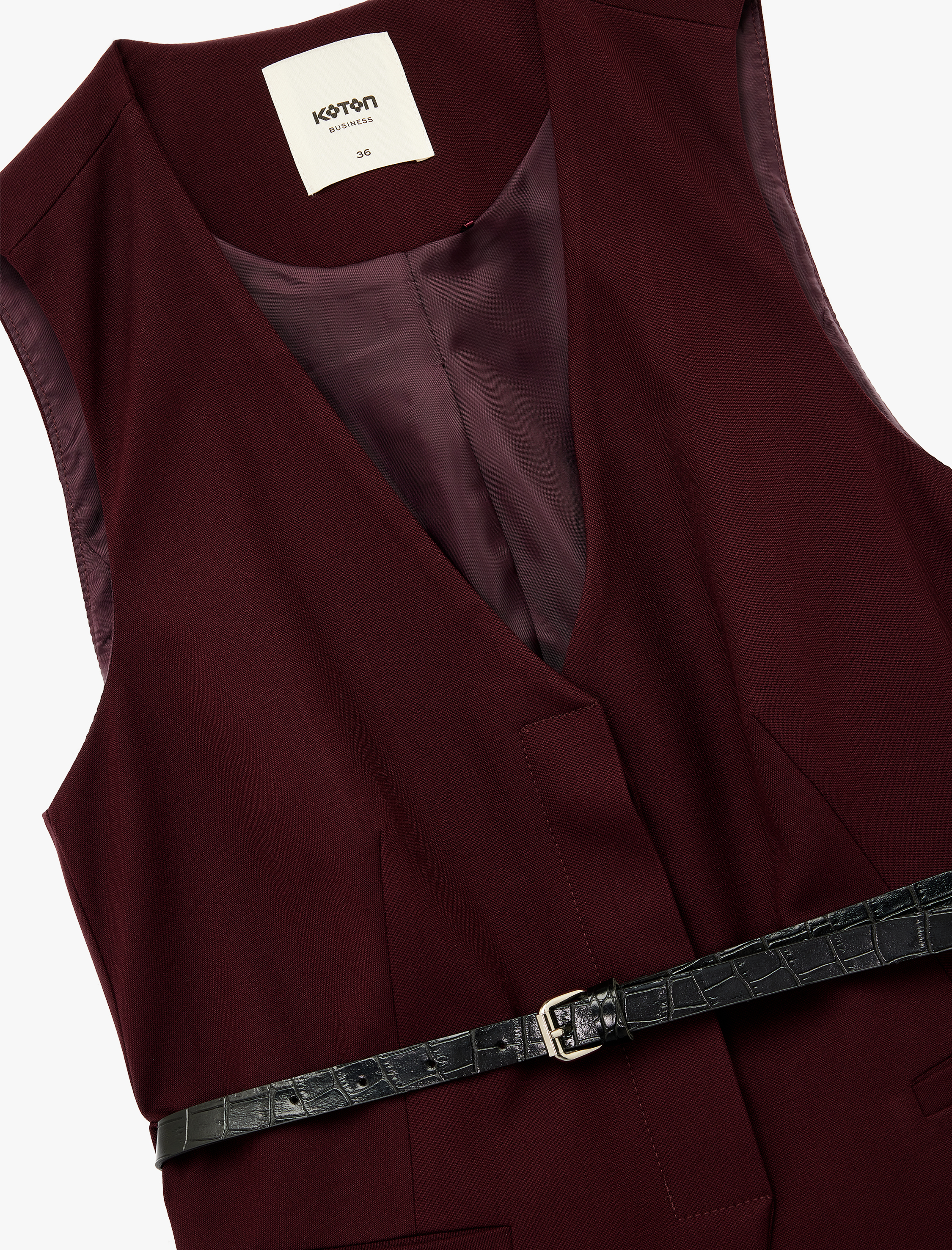   Kruvaze Kemer Detaylı Blazer Yelek