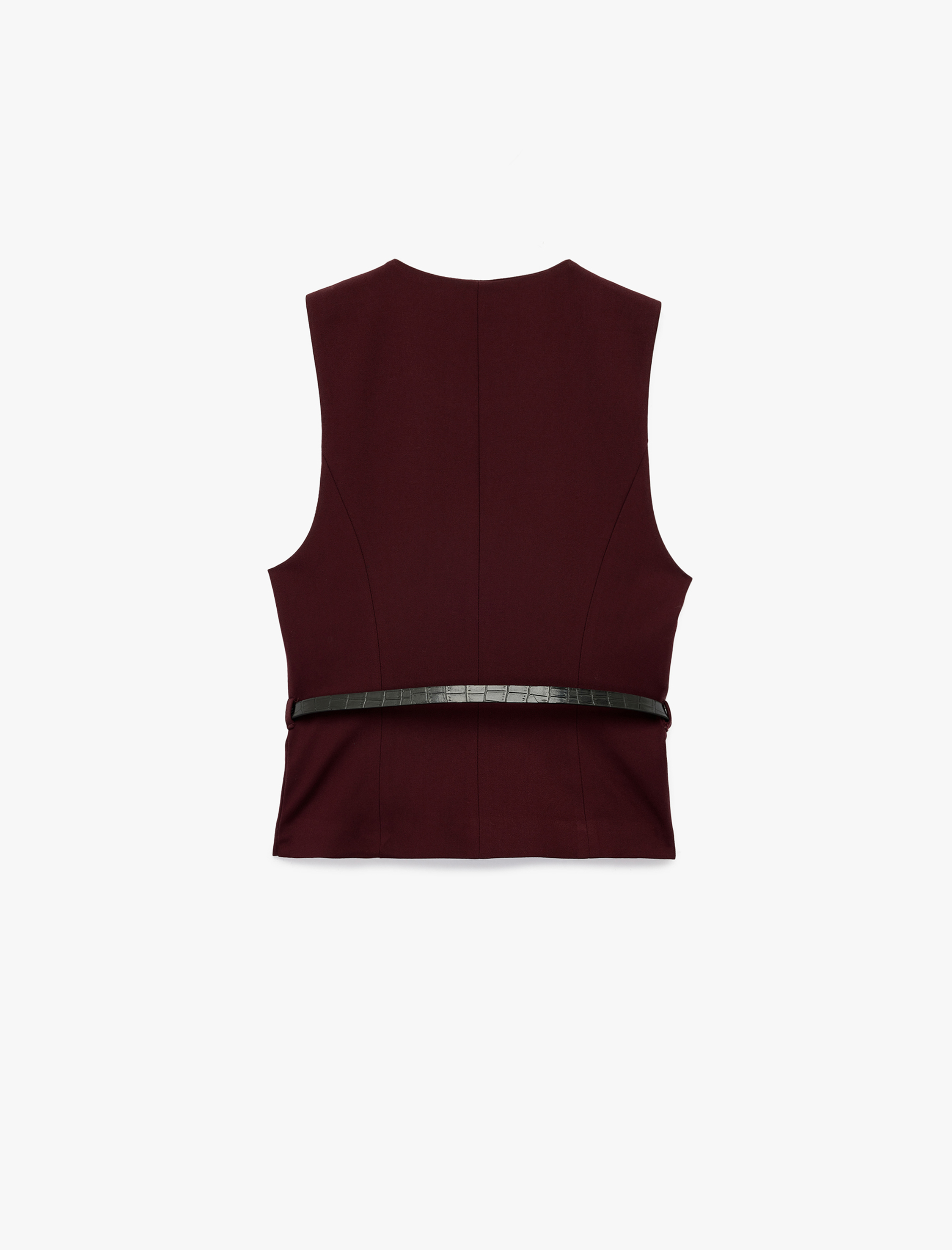   Kruvaze Kemer Detaylı Blazer Yelek