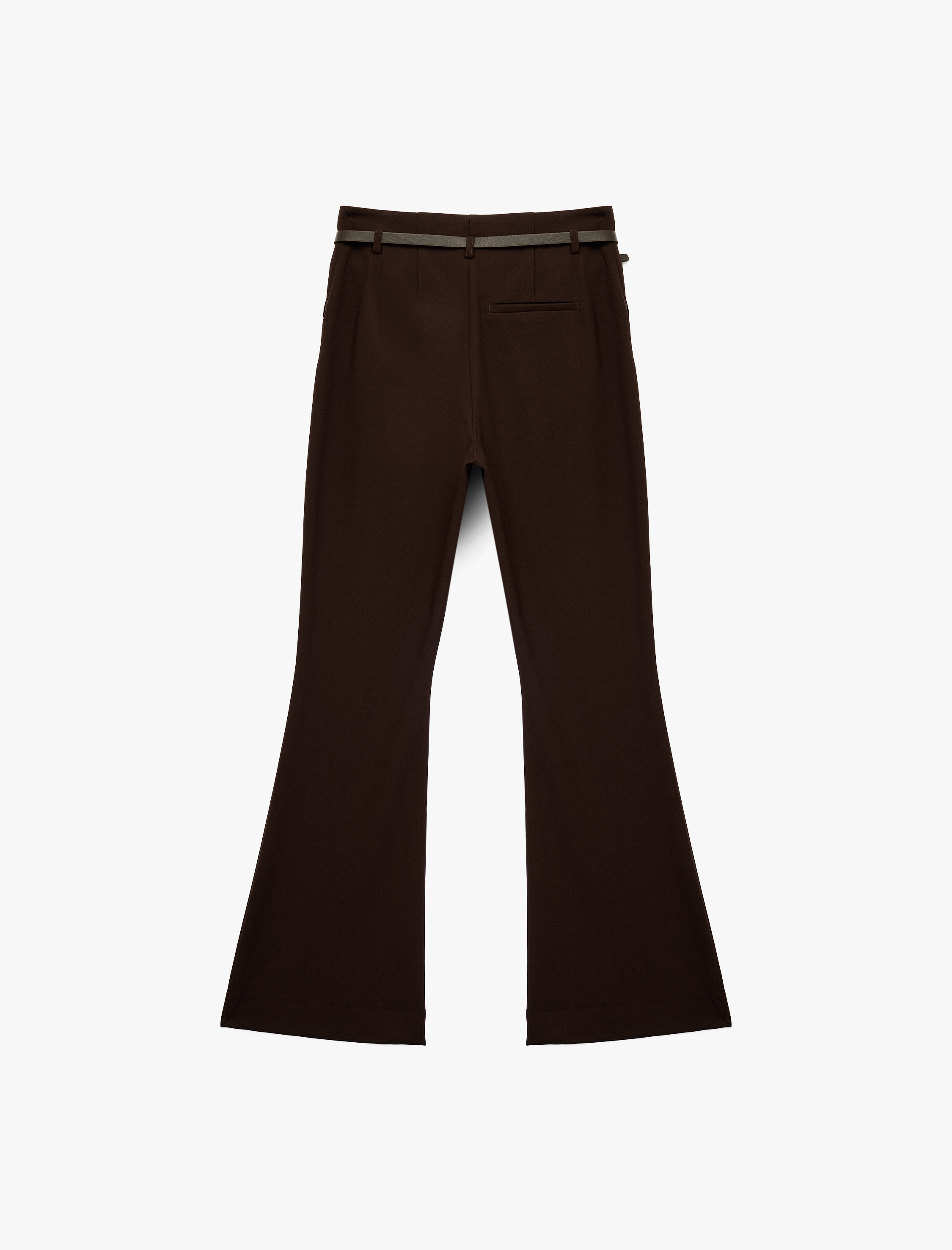   Slim Fit Cepli Kemer Detaylı İspanyol Paça Kumaş Pantolon