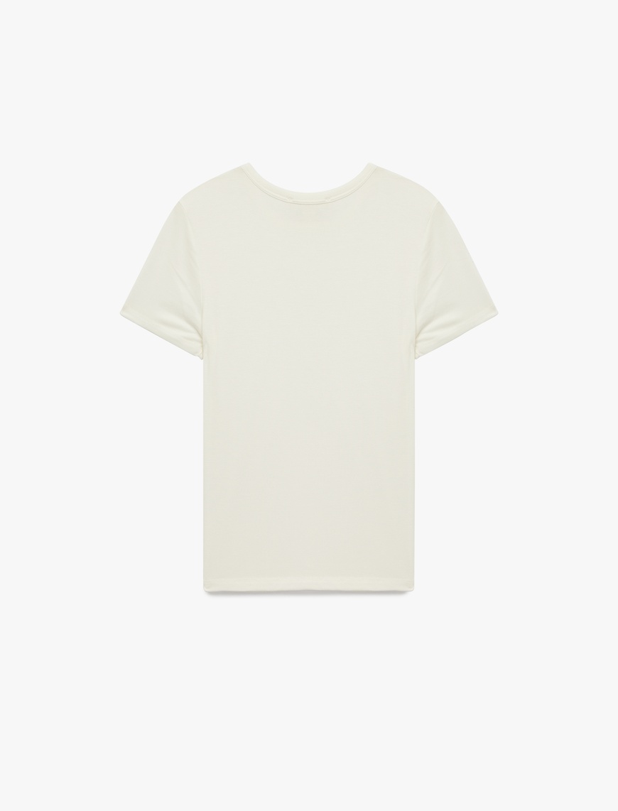   Viskon Kumaş Slim Fit Kısa Kollu Bisiklet Yaka Basic Tişört