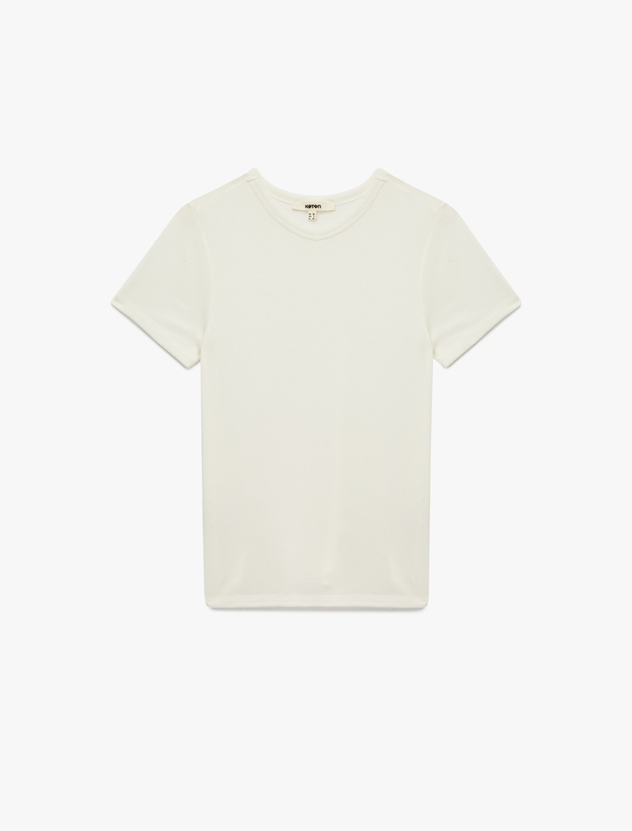  Viskon Kumaş Slim Fit Kısa Kollu Bisiklet Yaka Basic Tişört