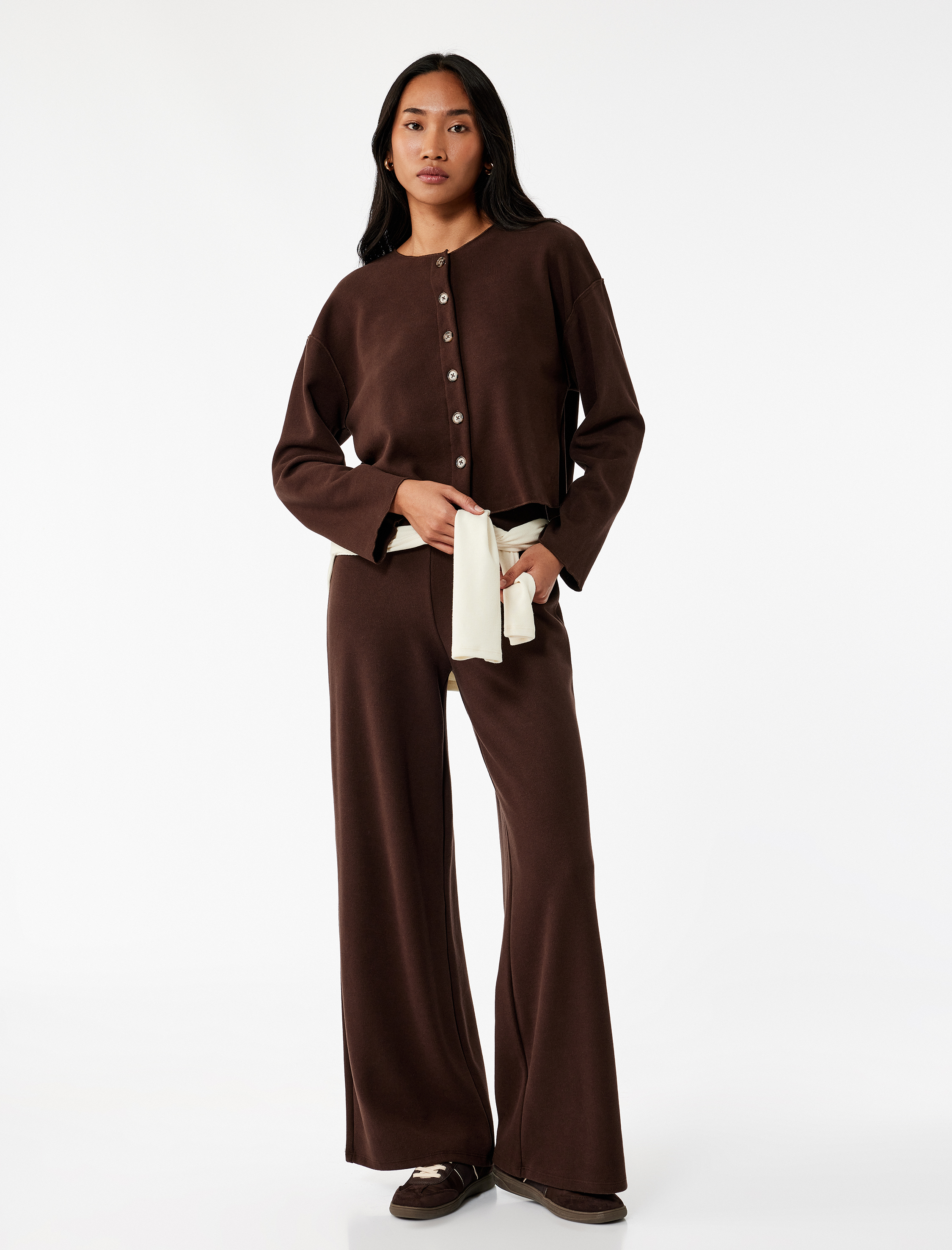   Modal Kumaş Düz Geniş Paça Kumaş Pantolon