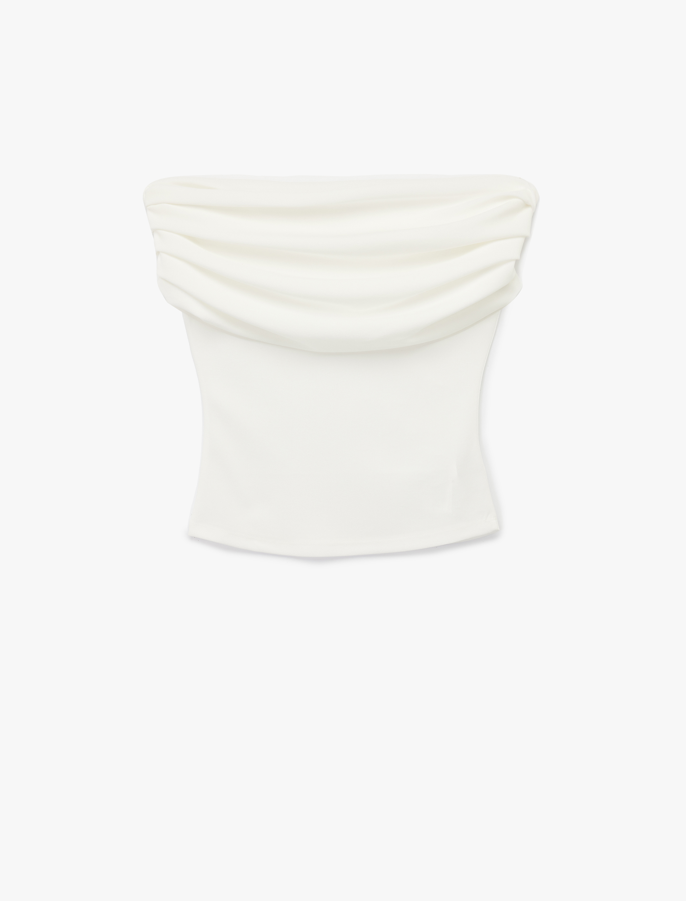   Krep Kumaş Slim Fit Drape Detaylı Straplez Bluz