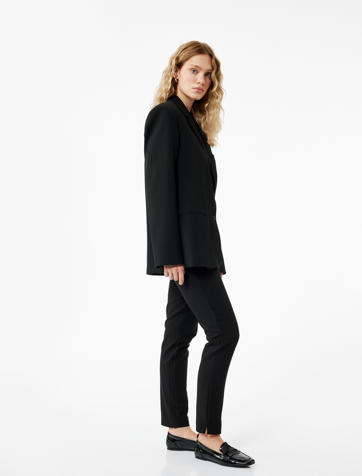  Slim Fit Cepli Yüksek Bel Cigarette Kumaş Pantolon