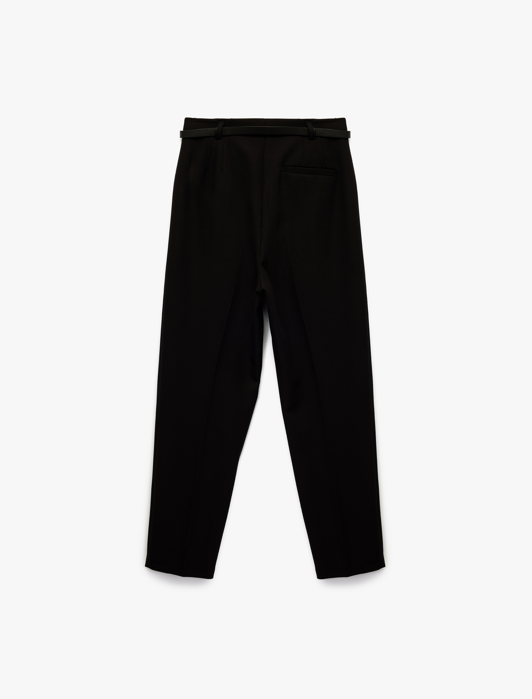   Slim Fit Yüksek Bel Kemerli Cigarette Kumaş Pantolon