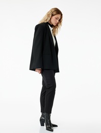 Slim Fit Yüksek Bel Kemerli Cigarette Kumaş Pantolon