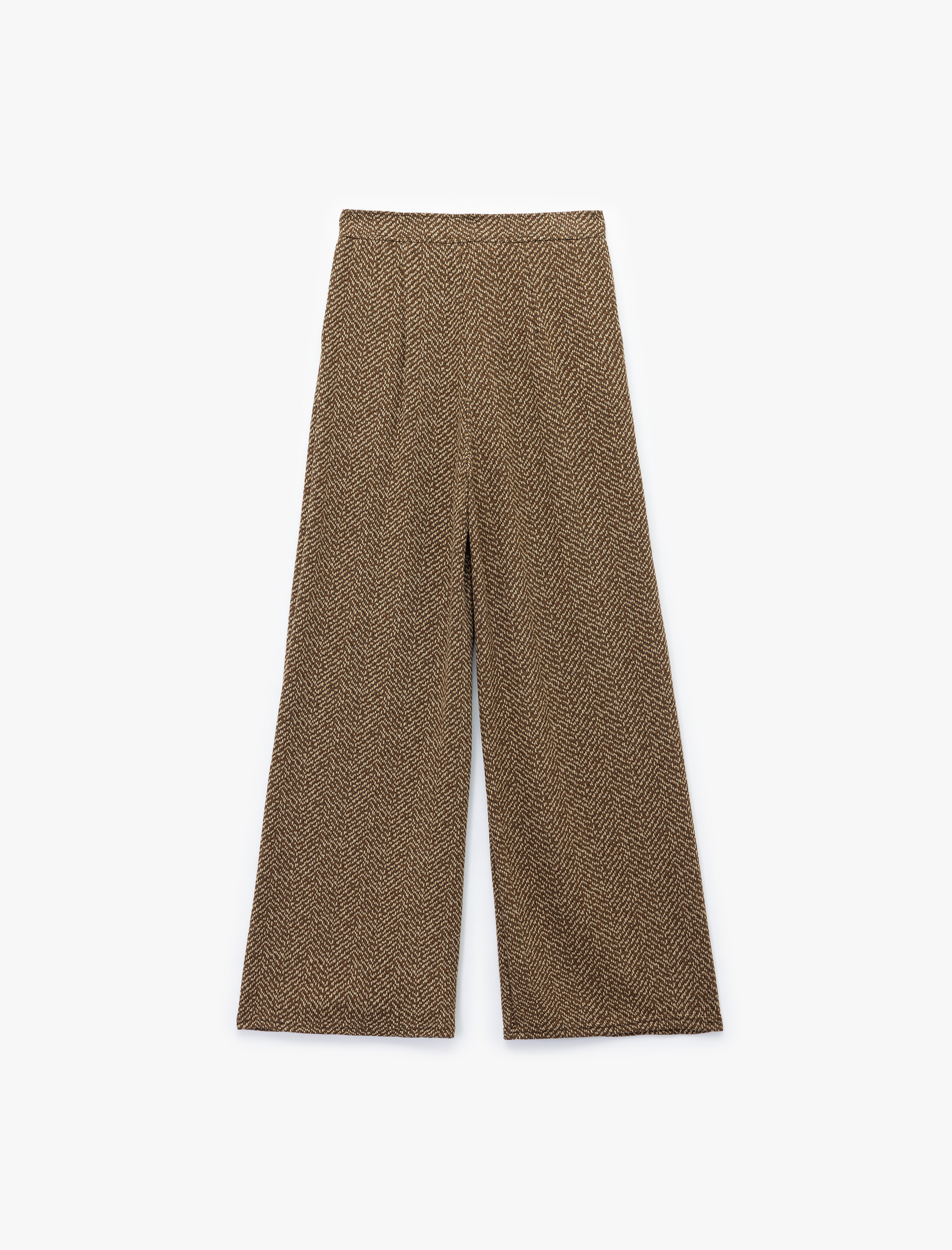   Cepli Pile Detaylı Desenli Geniş Paça Palazzo Pantolon