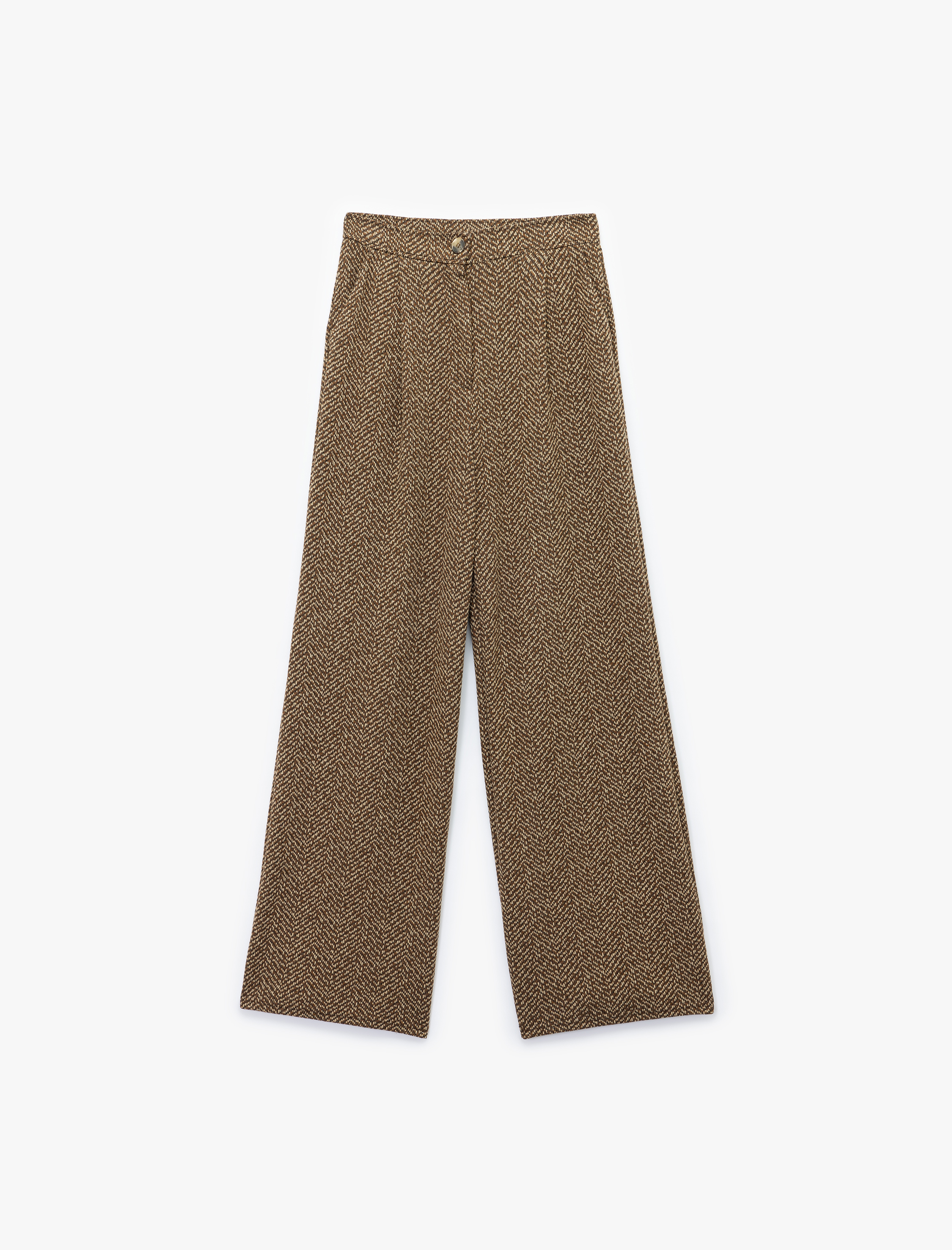   Cepli Pile Detaylı Desenli Geniş Paça Palazzo Pantolon