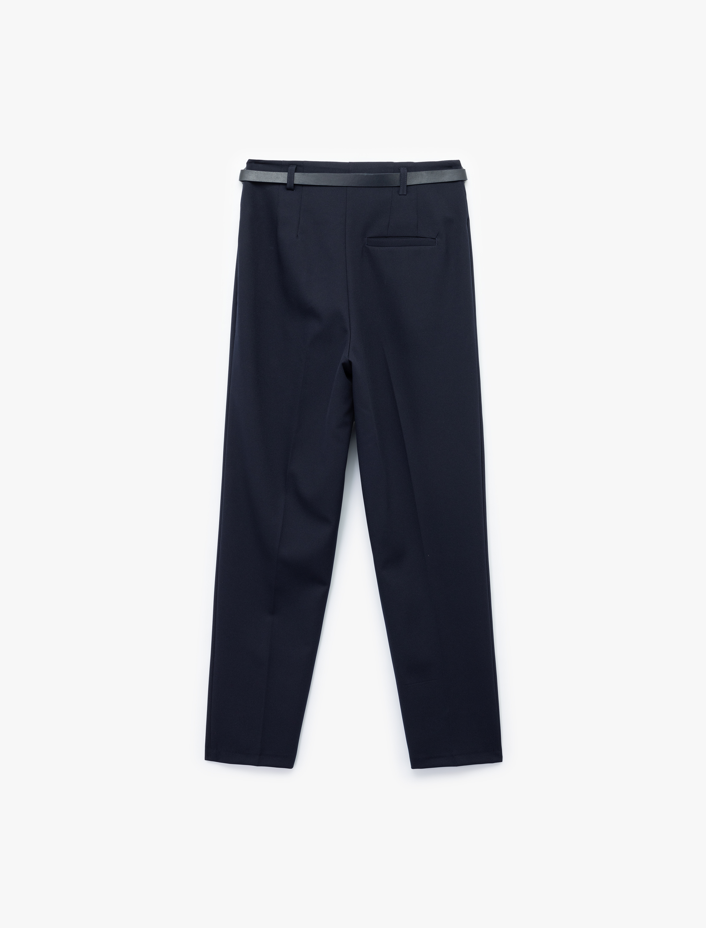   Slim Fit Yüksek Bel Kemerli Cigarette Kumaş Pantolon