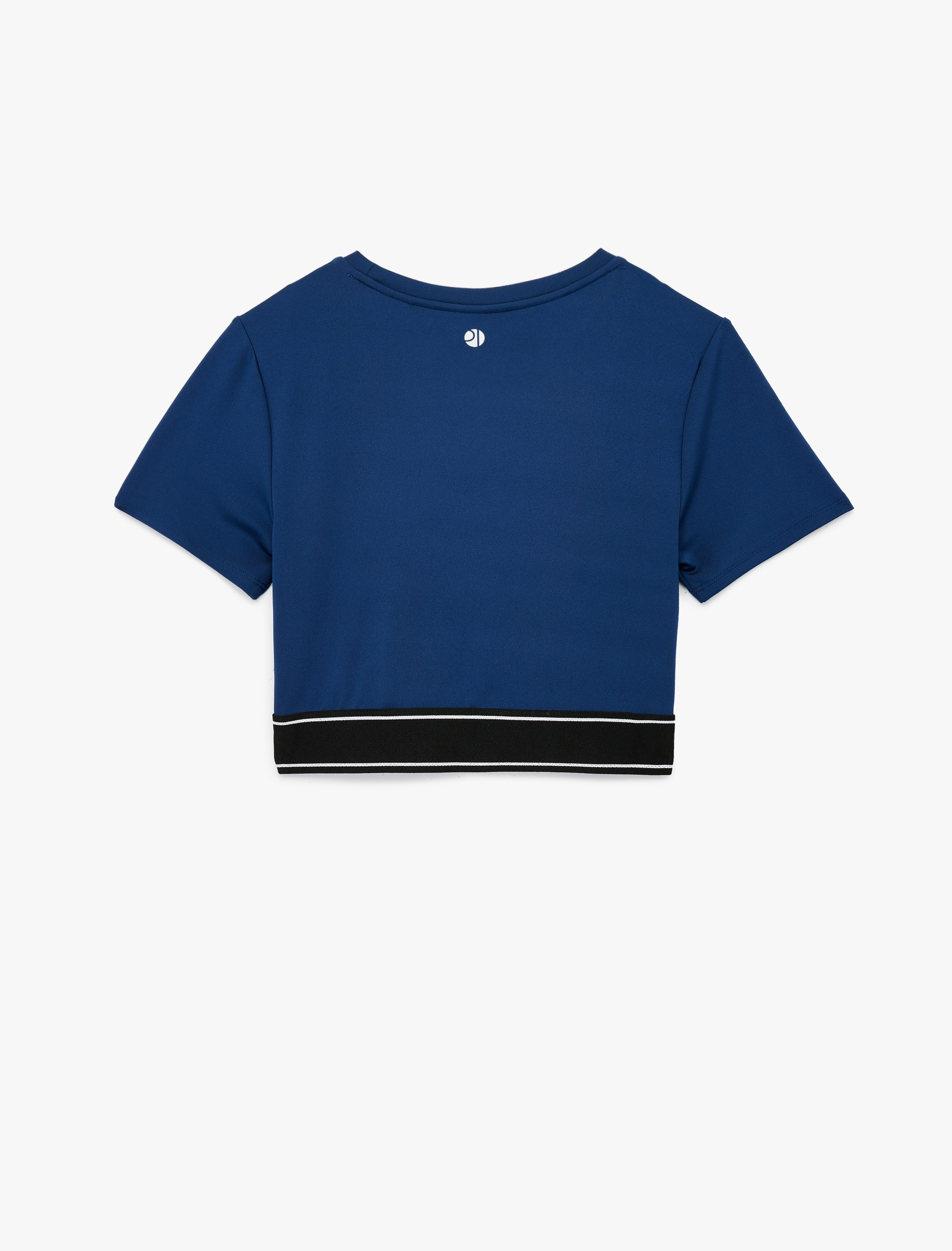   Biyeli Lastikli Kısa Kollu Bisiklet Yaka Crop Spor Tişört