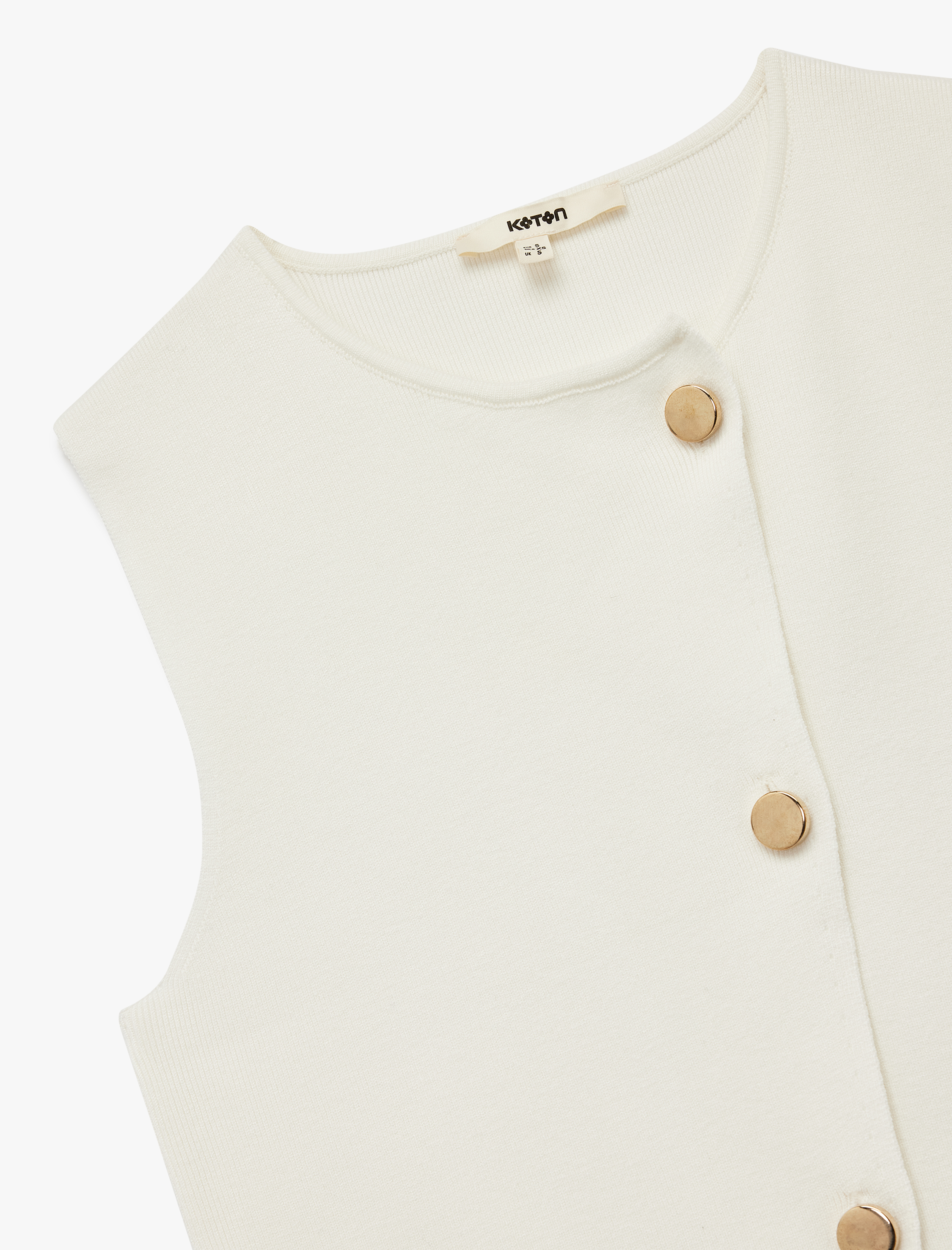   Düğmeli Bisiklet Yaka Kolsuz Triko Yelek