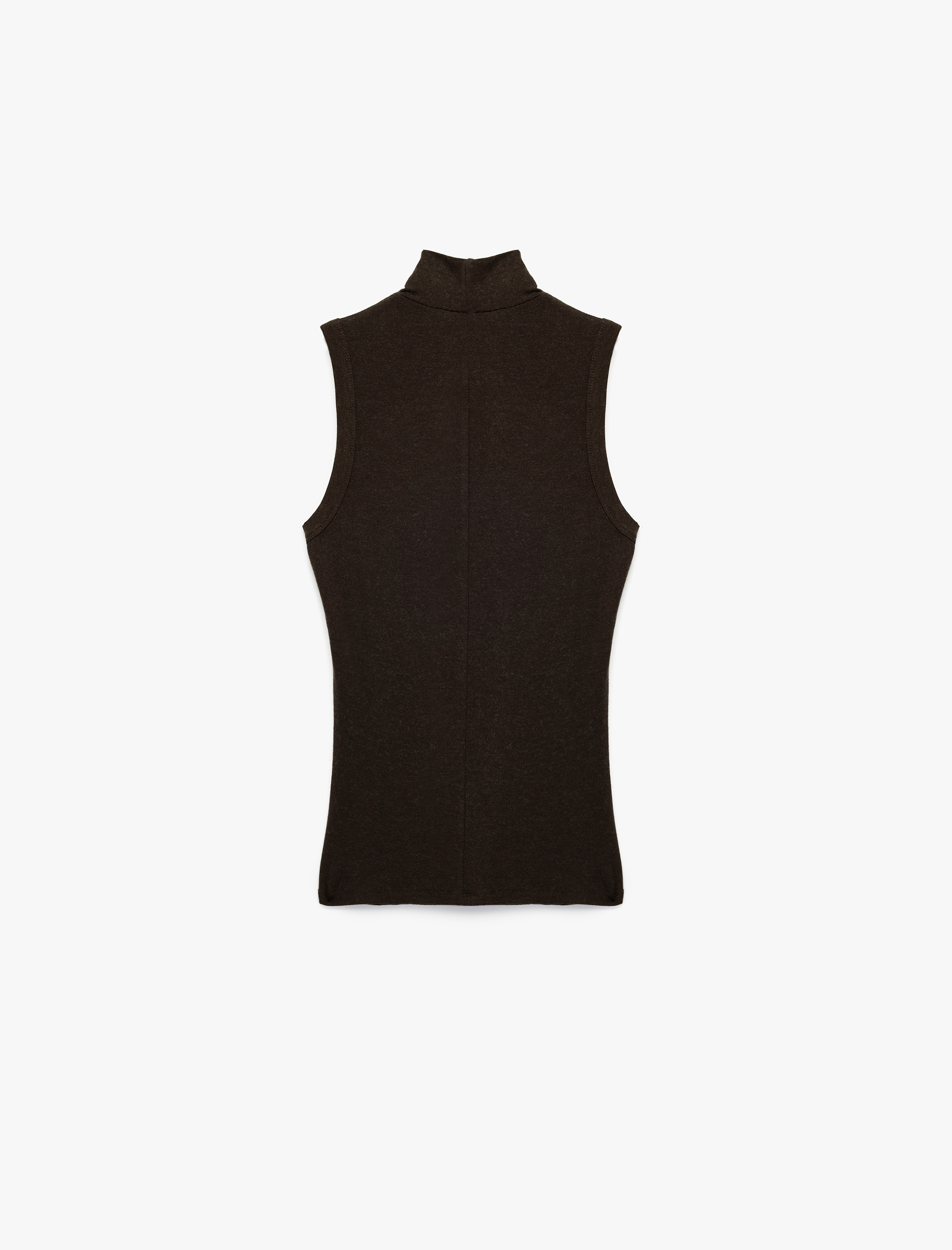   Koyun Yünü Karışımlı Slim Fit Dik Yaka Kolsuz Body