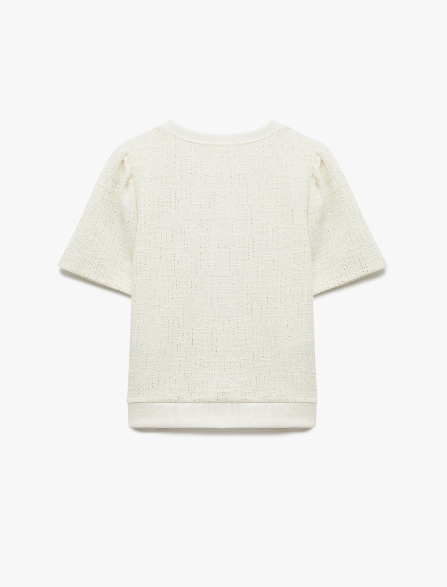   Kısa Kollu Bisiklet Yaka Fiyonk Detaylı Sweatshirt