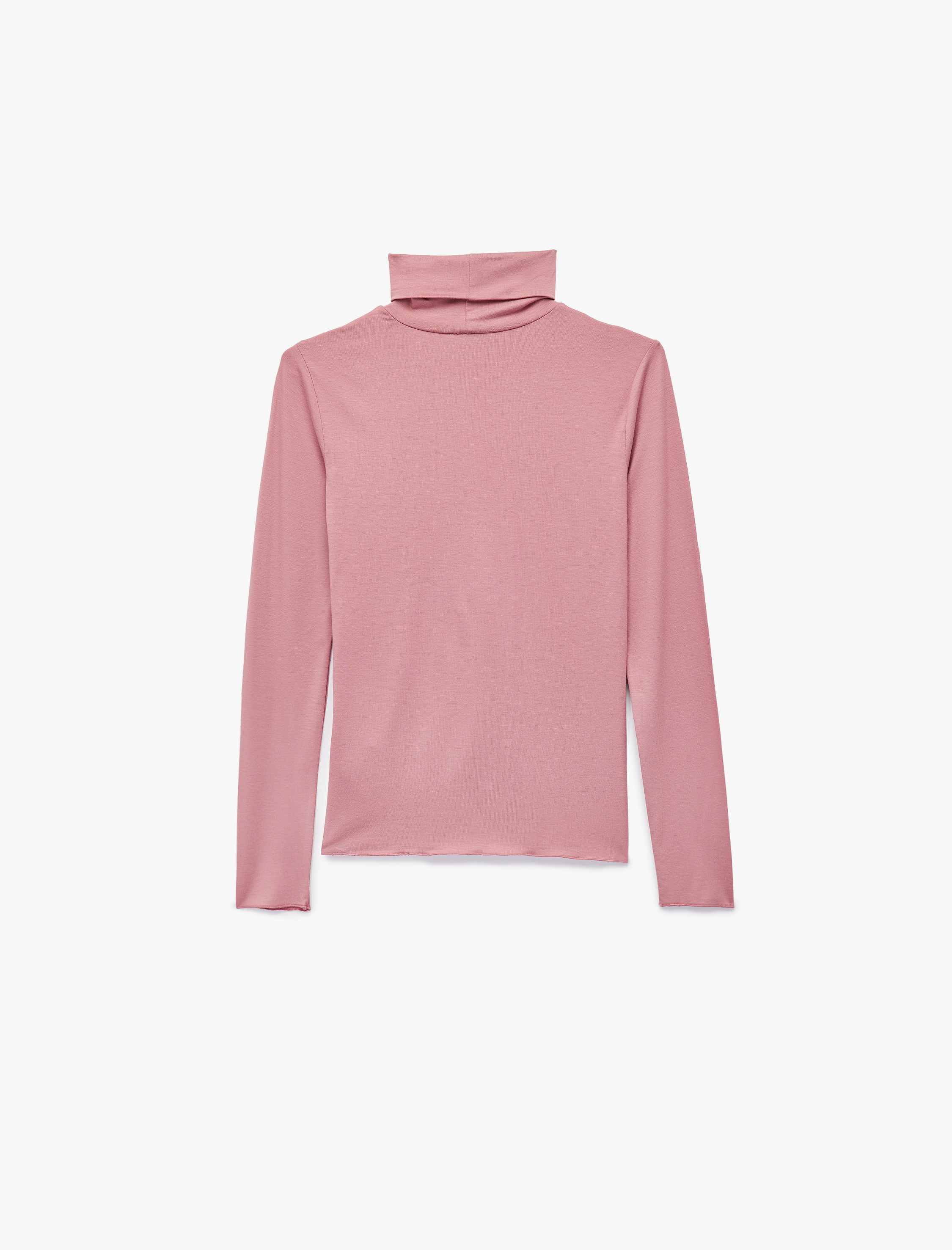   Slim Fit Viskon Kumaş Uzun Kollu Balıkçı Yaka Tişört