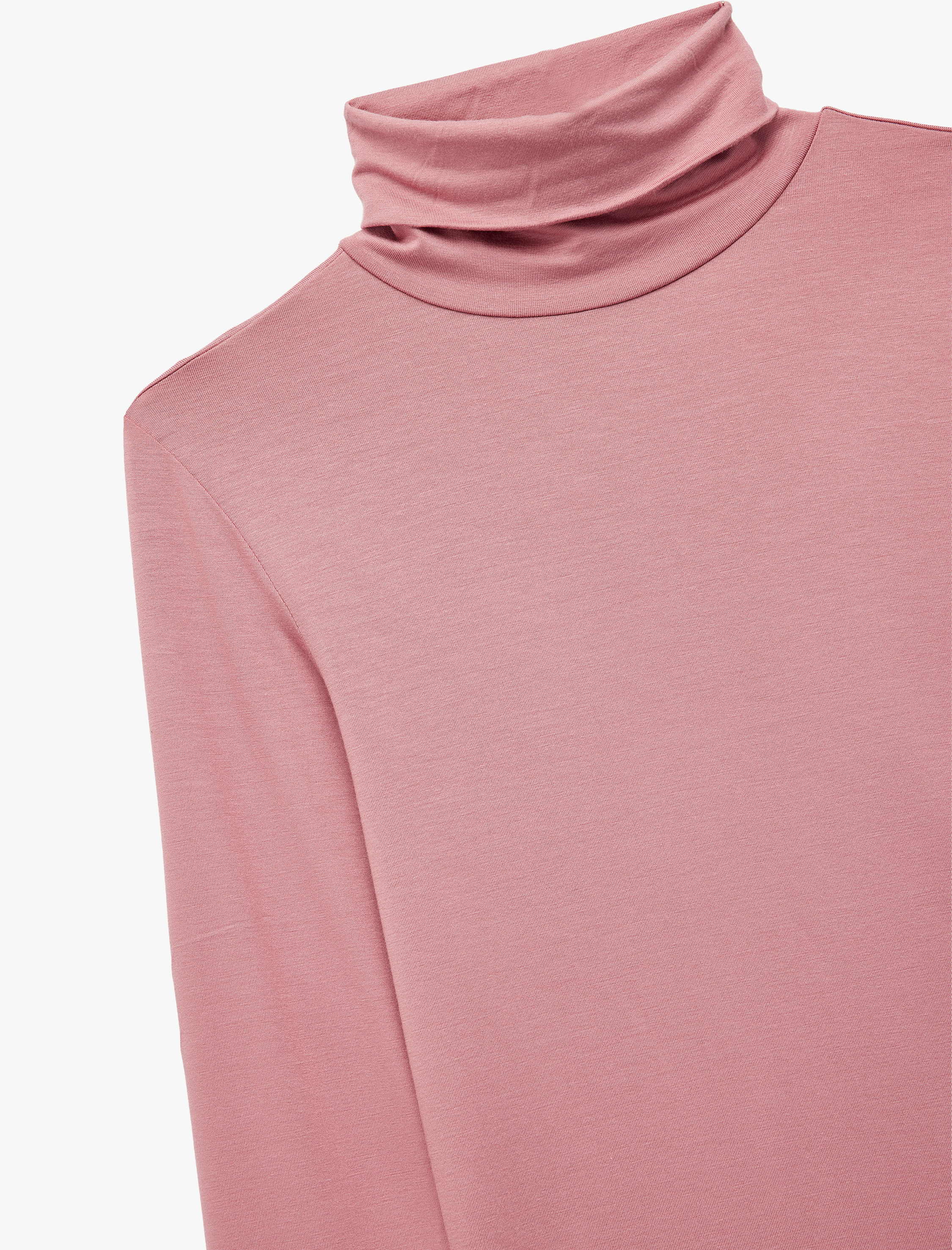   Slim Fit Viskon Kumaş Uzun Kollu Balıkçı Yaka Tişört